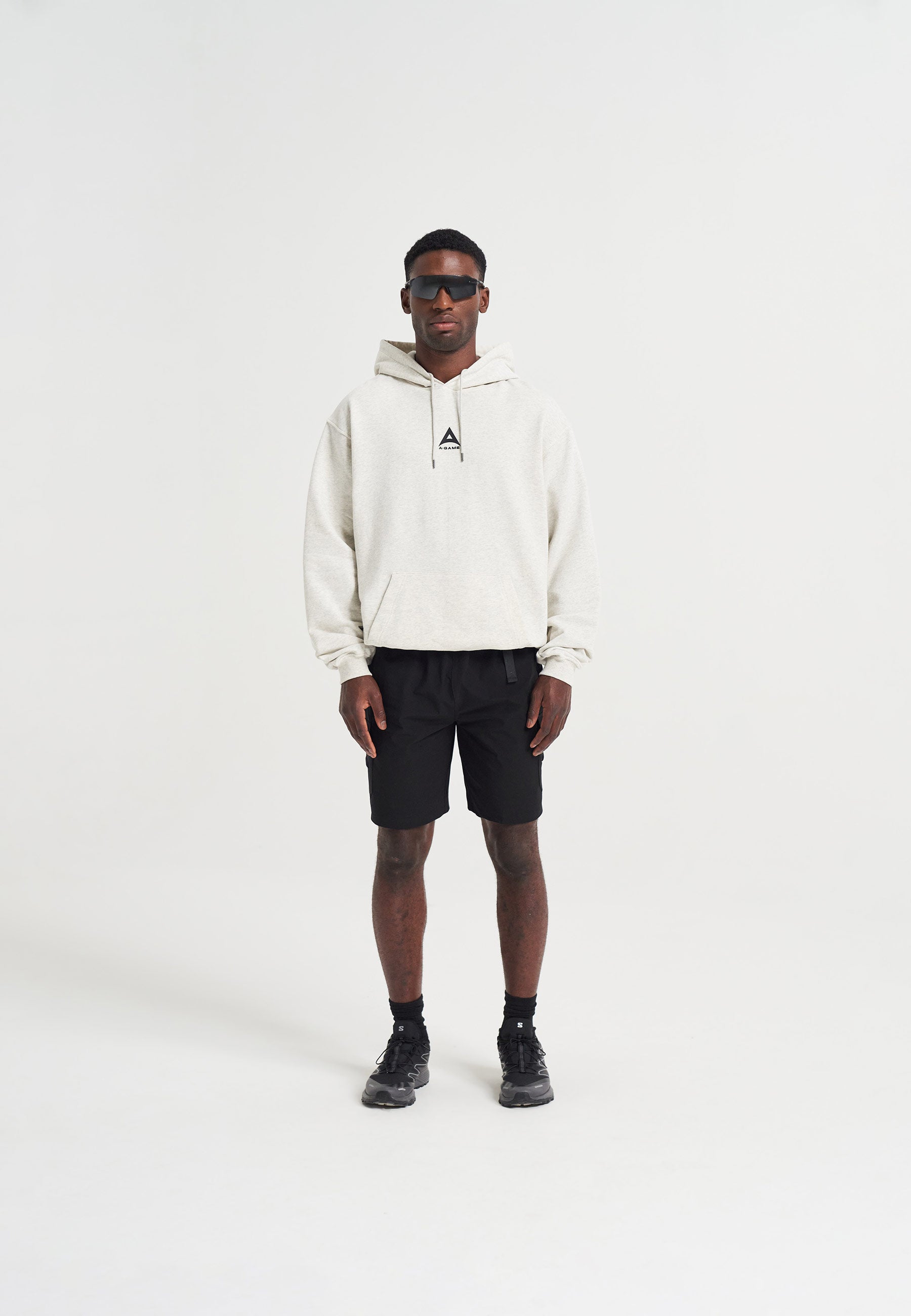SWEAT À CAPUCHE RELAXÉ GRAPHIQUE A-GAME LOGO POUR HOMMES - NEIGE MARL