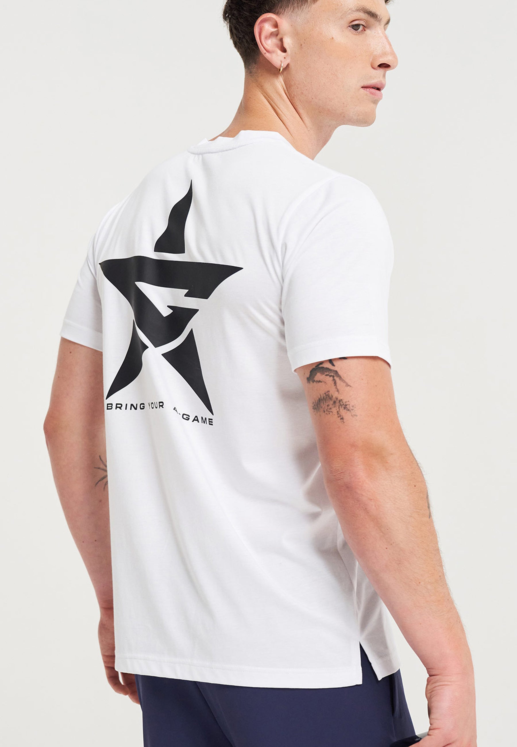 T-shirt da uomo con logo grafico A-Game Star - bianca