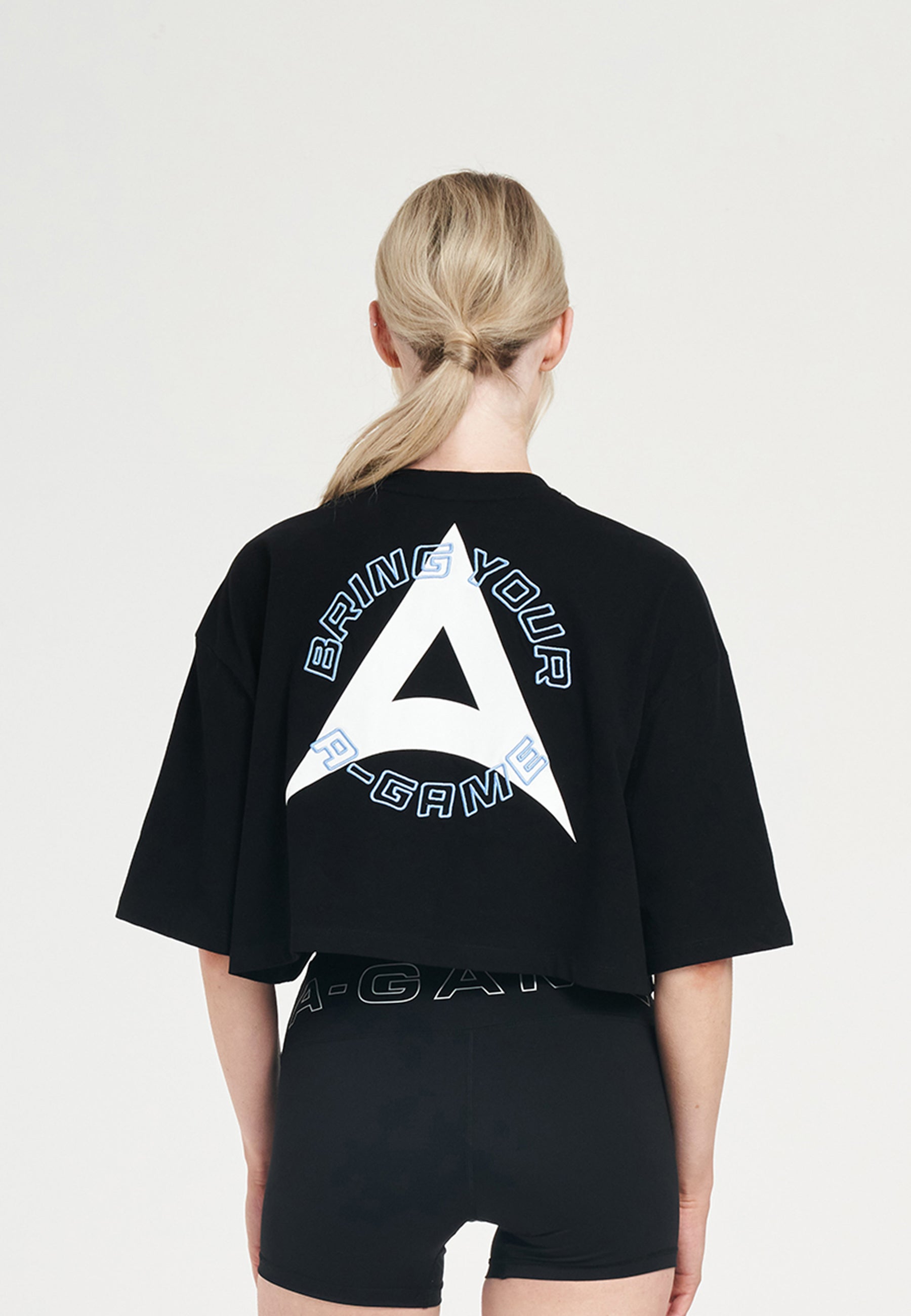T-SHIRT COURT DÉCONTRACTÉ APPORTEZ VOTRE A-GAME POUR FEMMES - NOIR