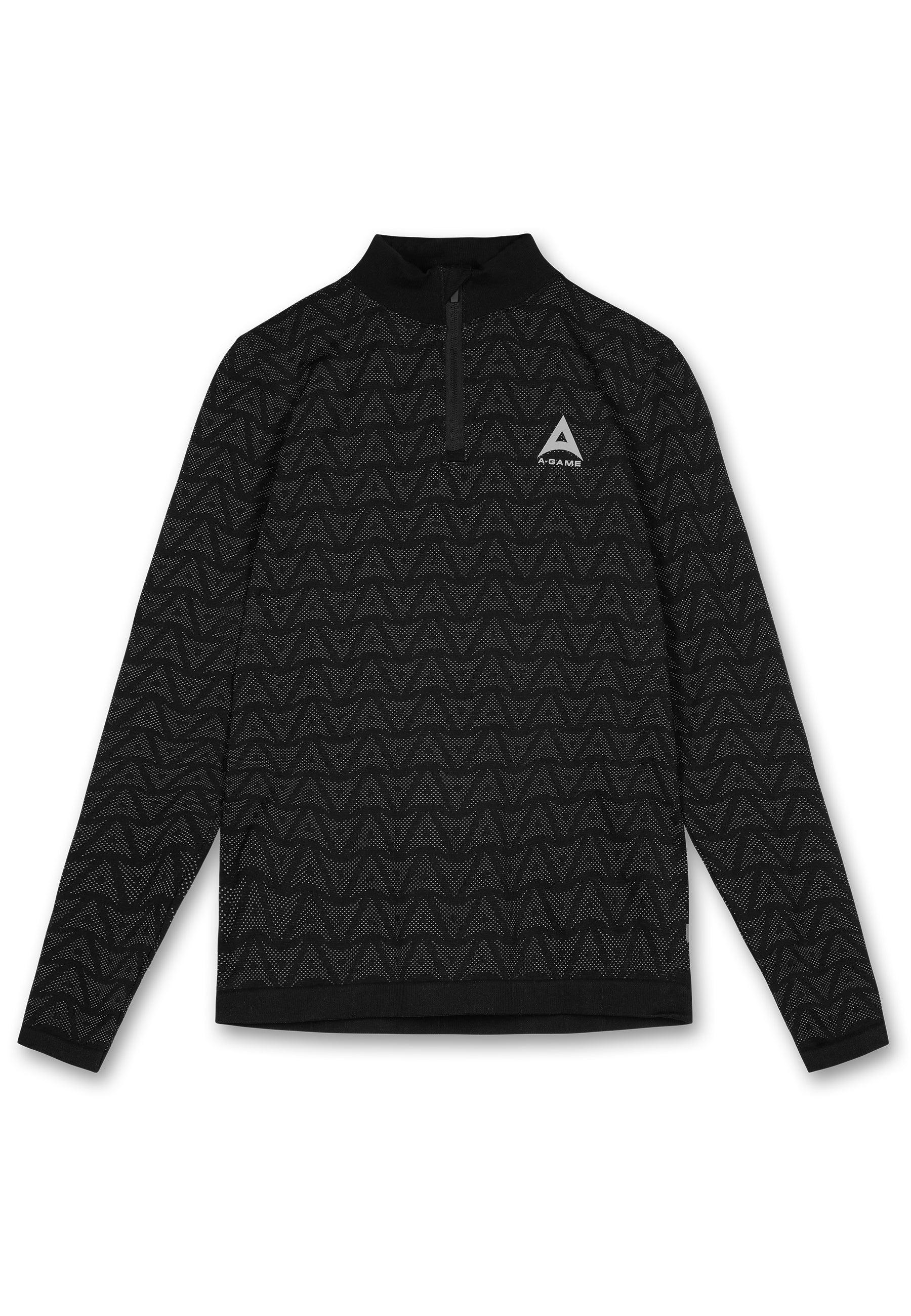 Maglia da allenamento a maniche lunghe con logo A-Game Seamless da uomo - Nera