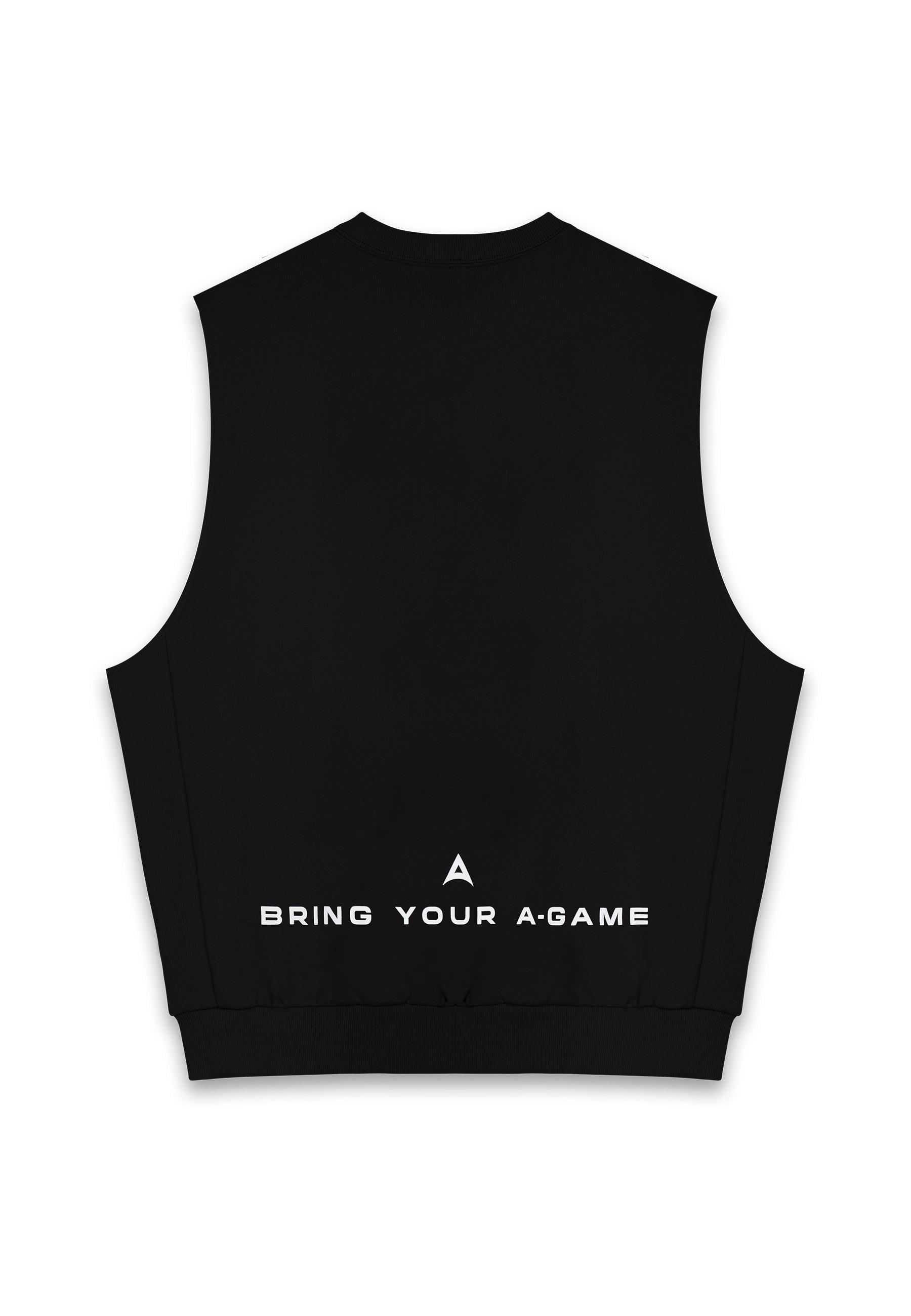 Felpa senza maniche con grafica Bring Your A-Game da uomo - Nera