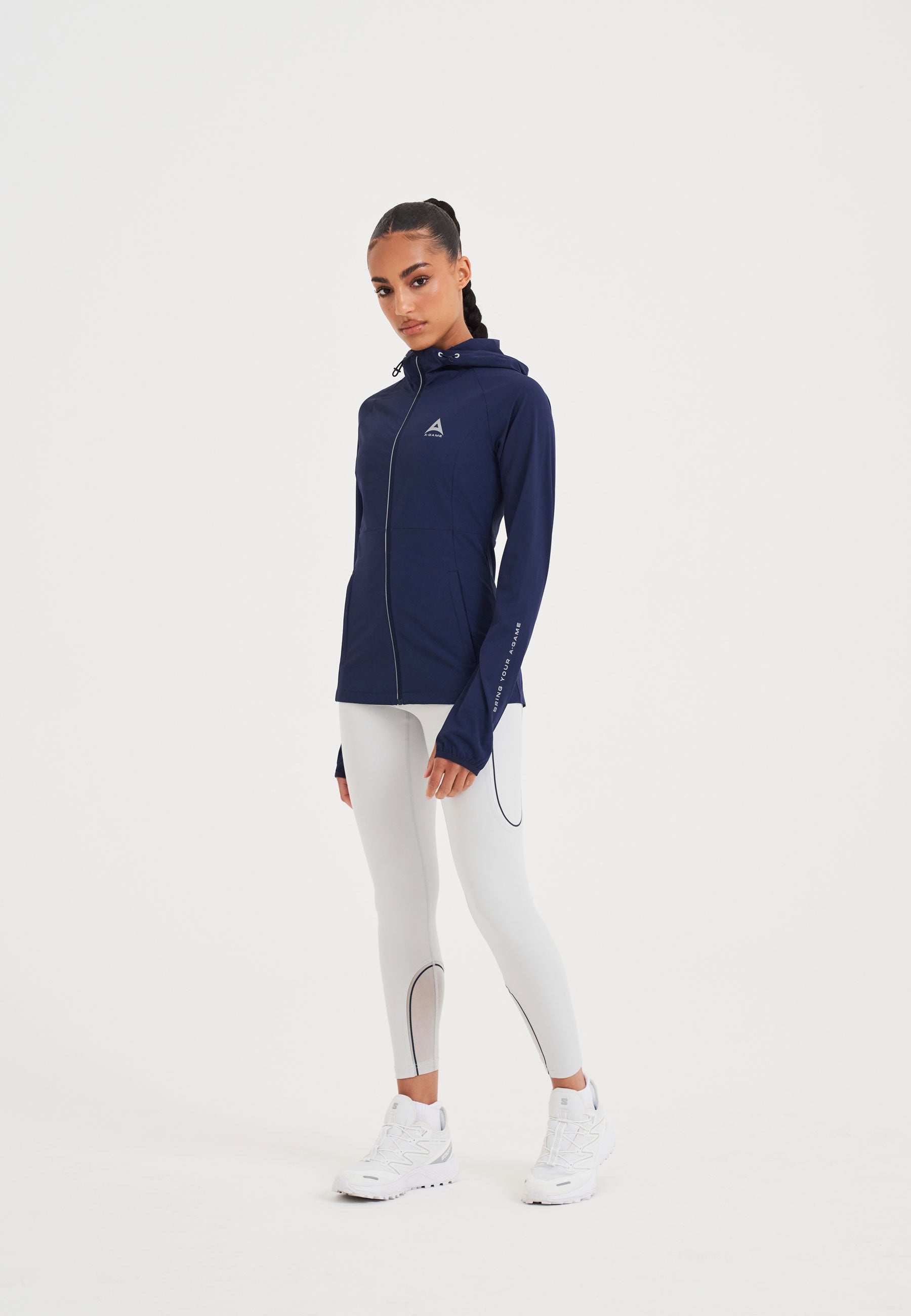 Giacca da corsa aderente leggera A-Game da donna - Blu Corona/Argento