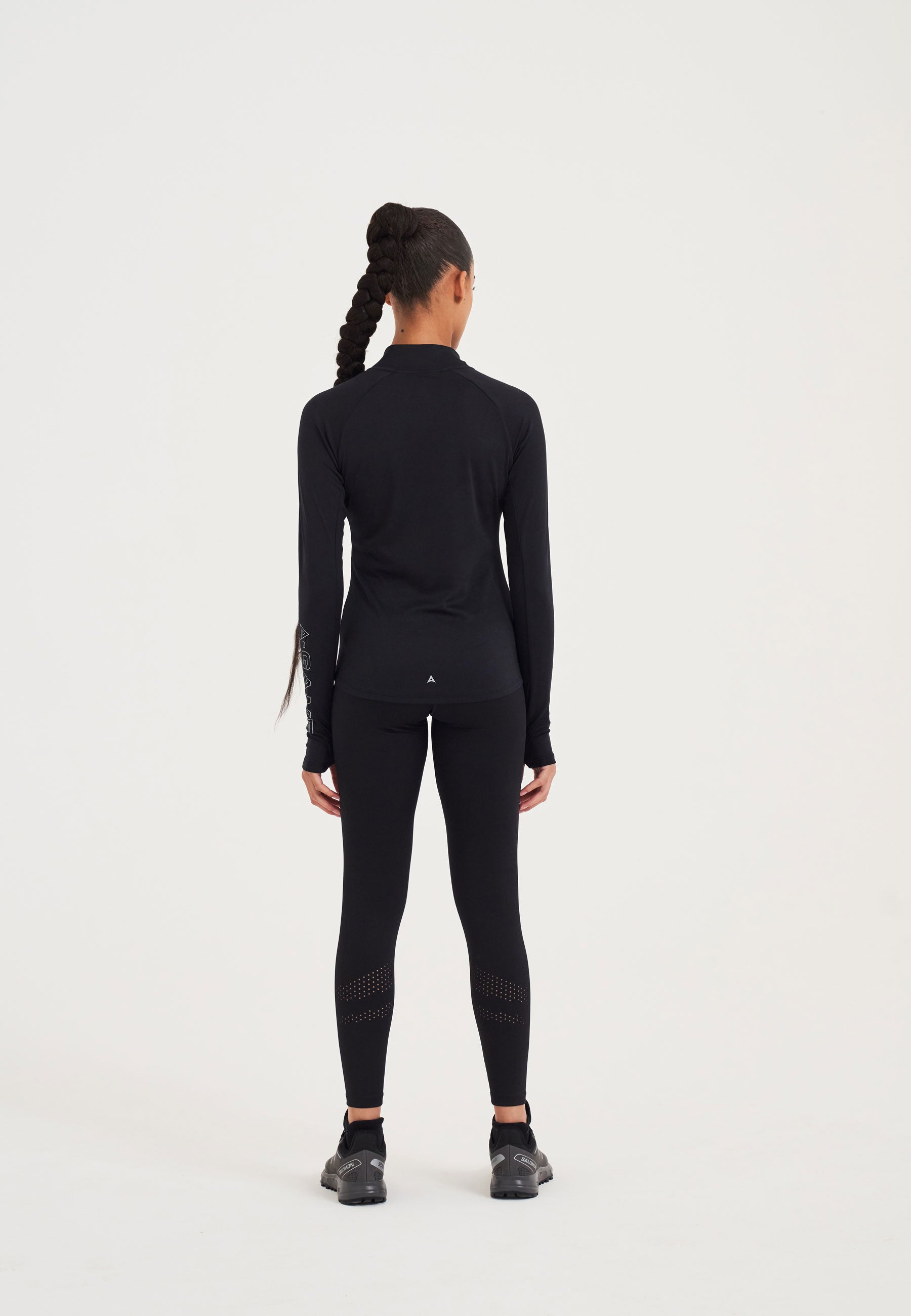 Top da allenamento aderente con zip A-Game Quarter da donna - Nero