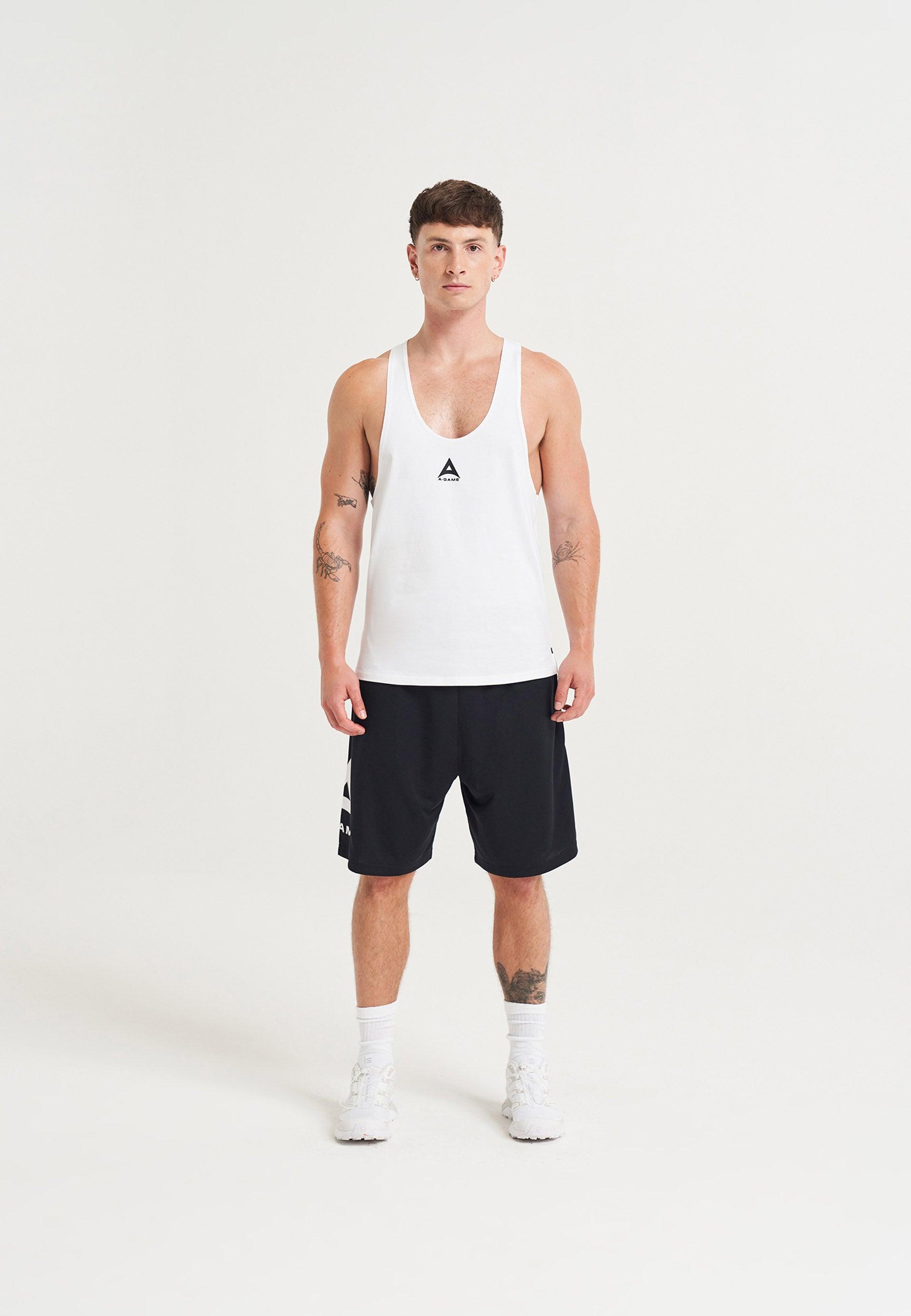 SHORT DE BASKET-BALL AVEC LOGO A-GAME POUR HOMMES - NOIR