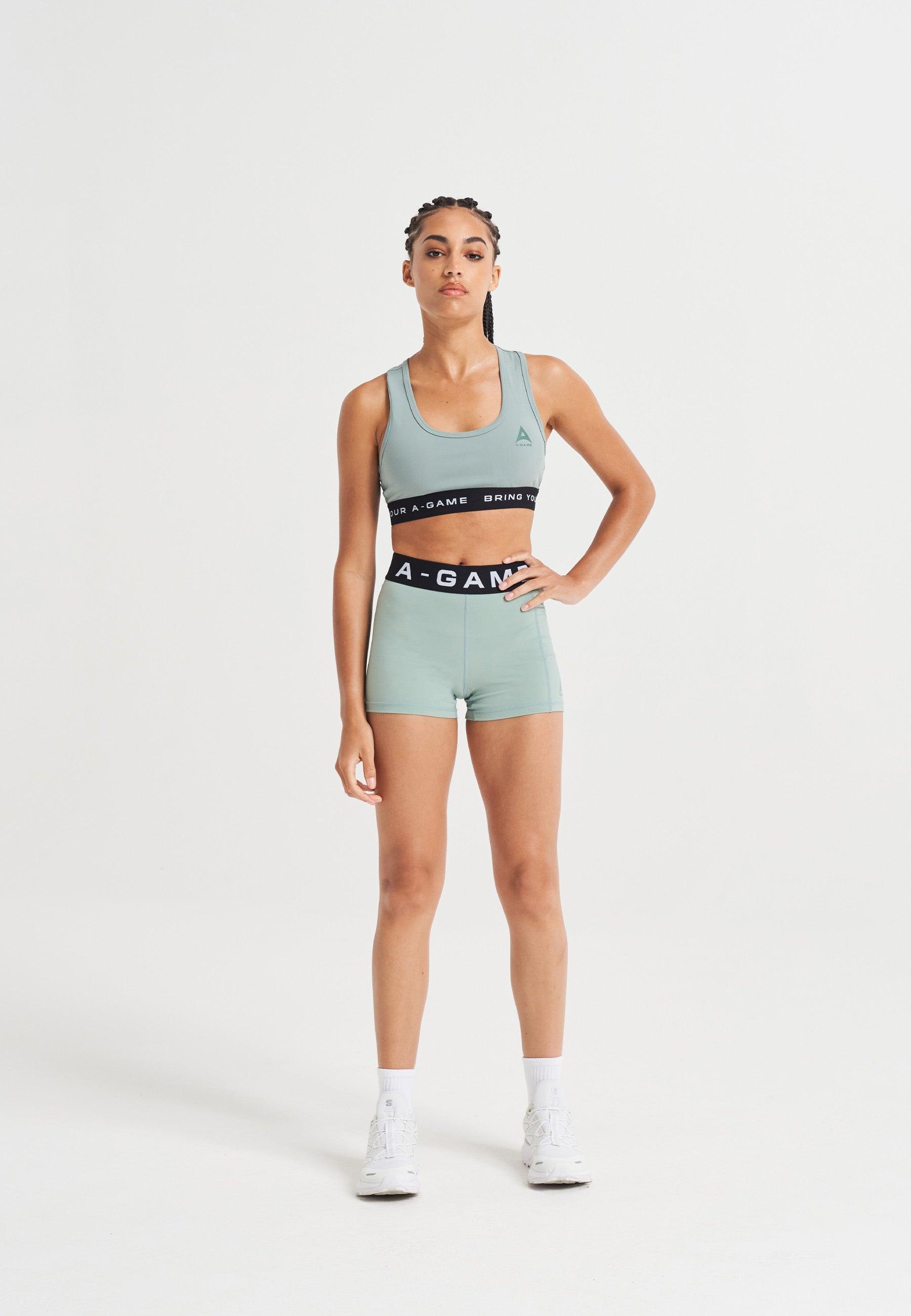 SOUTIEN-GORGE D'ENTRAÎNEMENT AVEC LOGO A-GAME POUR FEMME - VERT SAGE