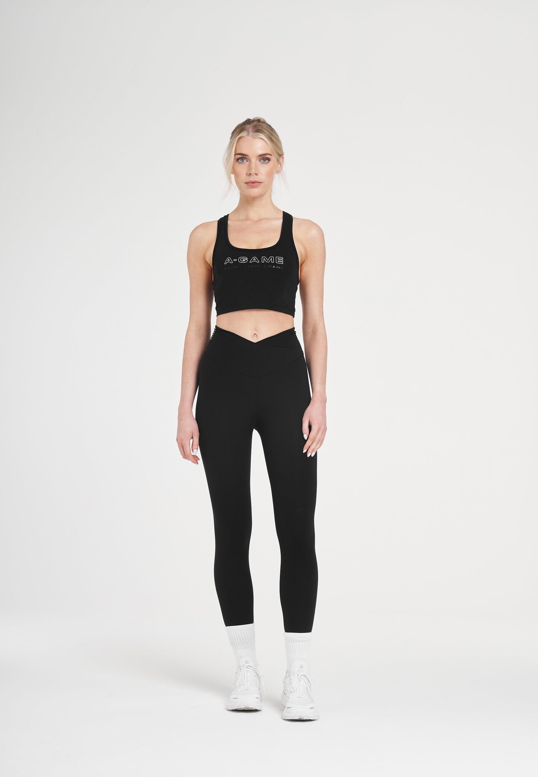 SOUTIEN-GORGE DE SPORT A-GAME À COL CARRÉ POUR FEMME - NOIR