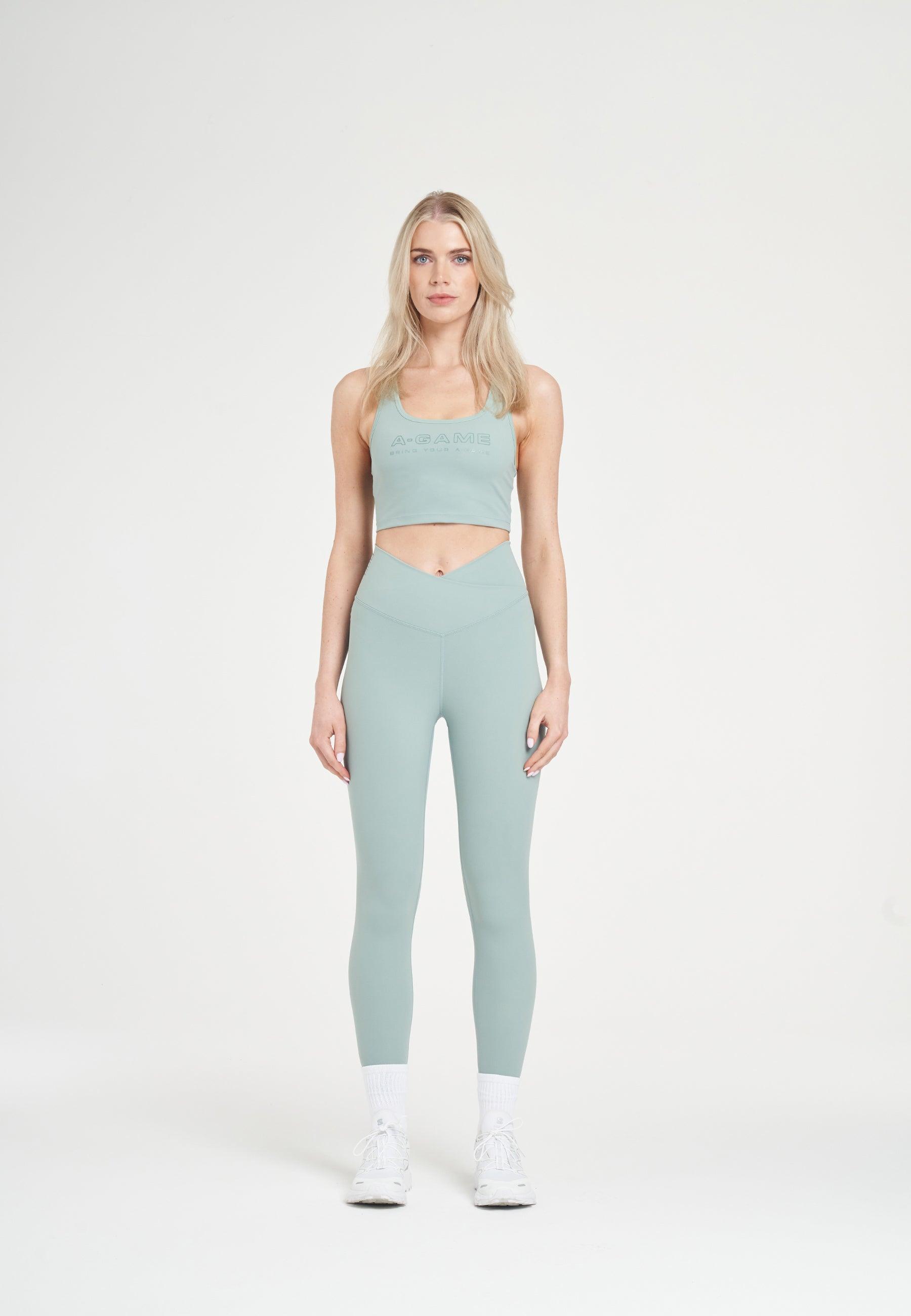 SOUTIEN-GORGE DE SPORT À COL CARRÉ A-GAME POUR FEMME - VERT SAGE