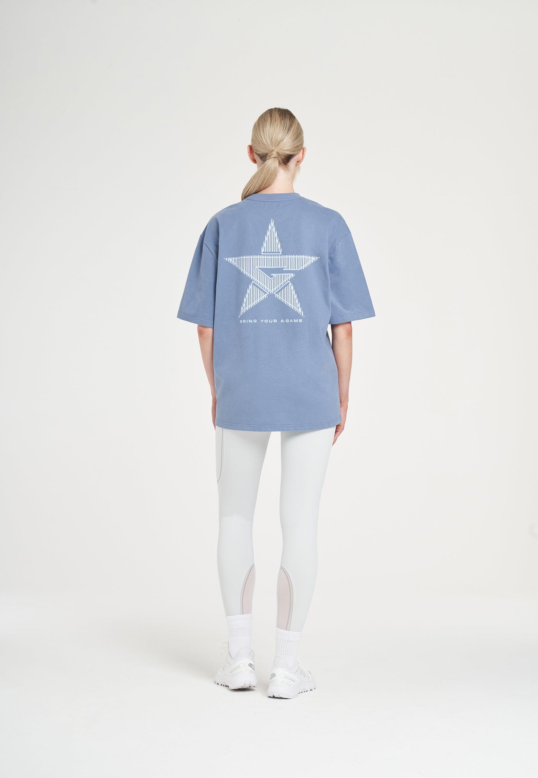 T-SHIRT DÉCONTRACTÉ GRAPHIQUE A-GAME STAR POUR FEMMES - BLEU ÉLÉMENTAIRE