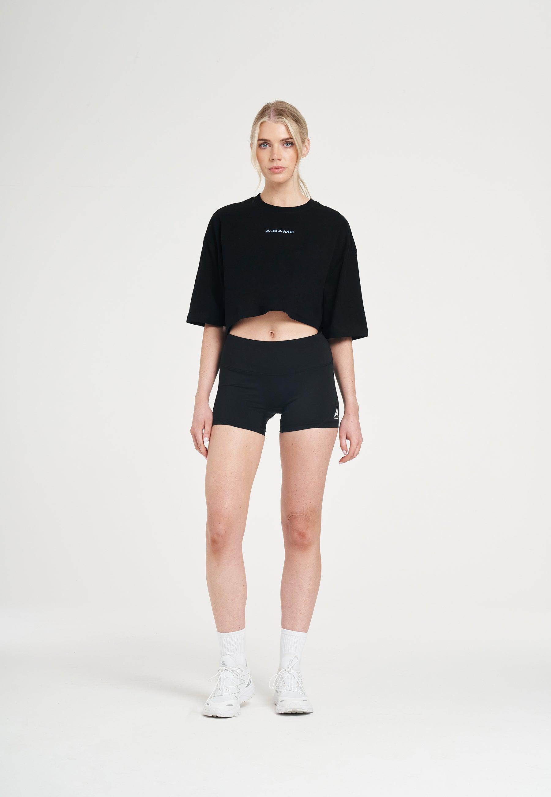 T-SHIRT COURT DÉCONTRACTÉ APPORTEZ VOTRE A-GAME POUR FEMMES - NOIR