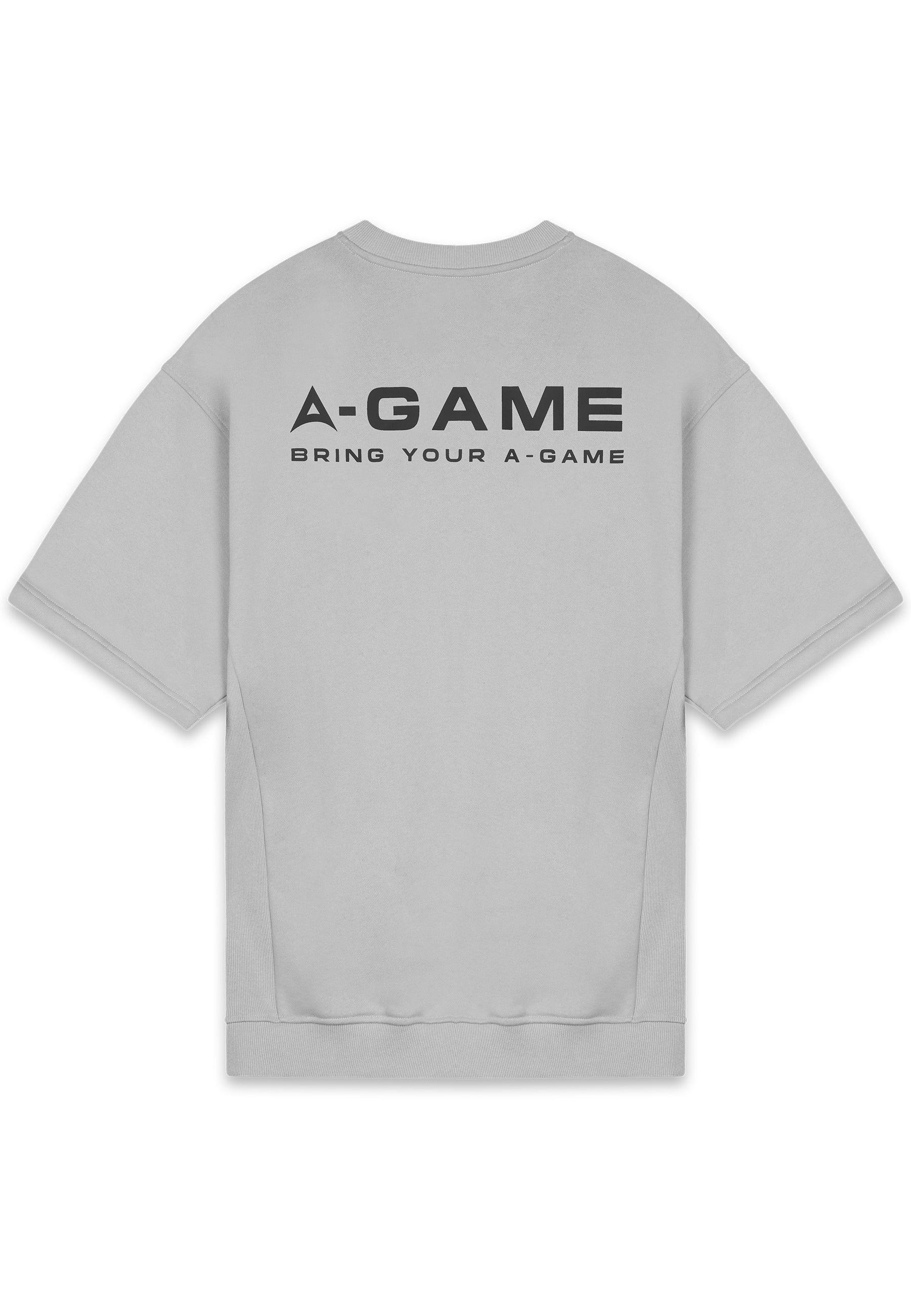 Felpa da uomo a maniche corte con logo A-Game - Grigio acciaio