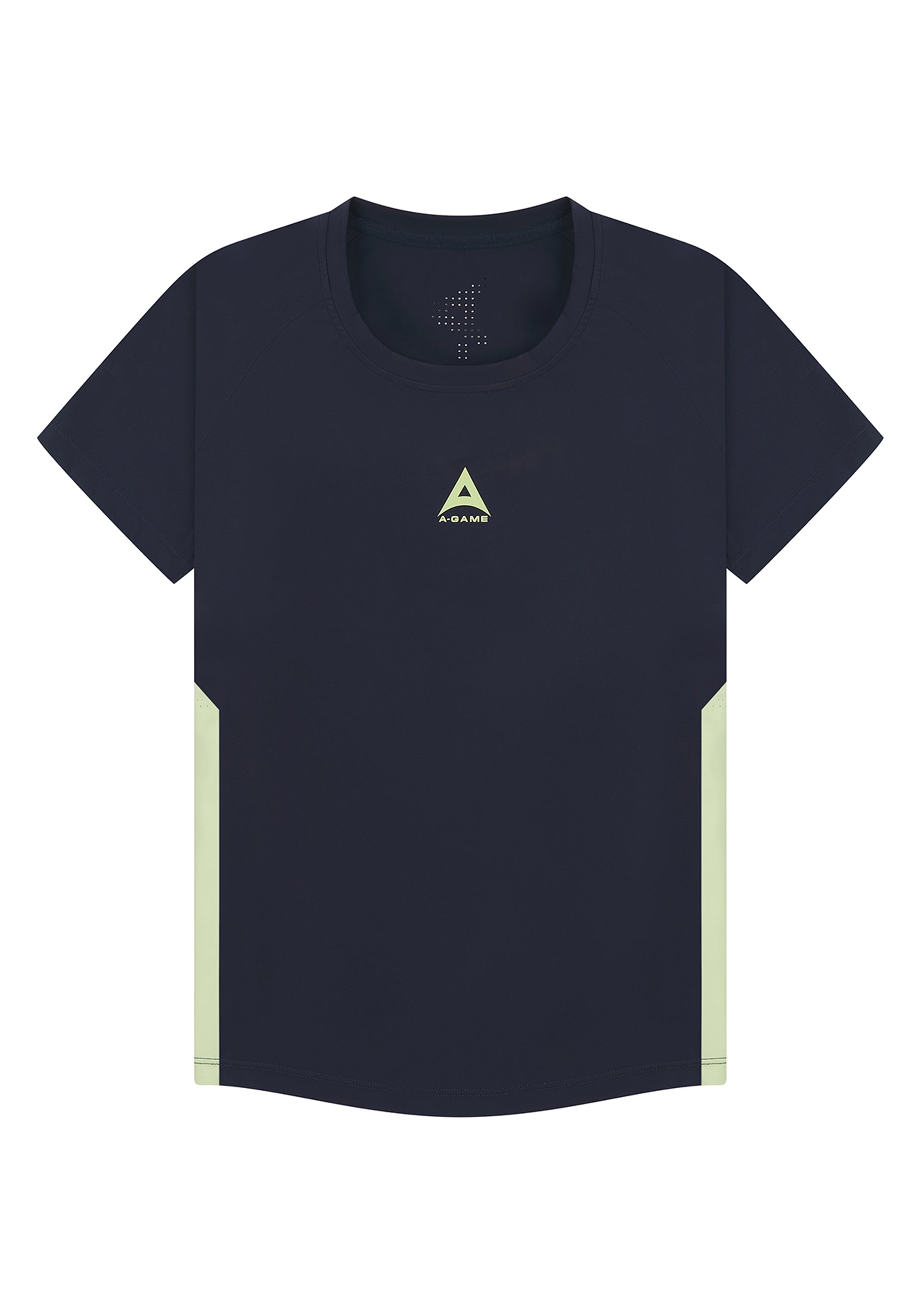 T-shirt d'entraînement à manches courtes A-Game pour femmes - Marine/Lime