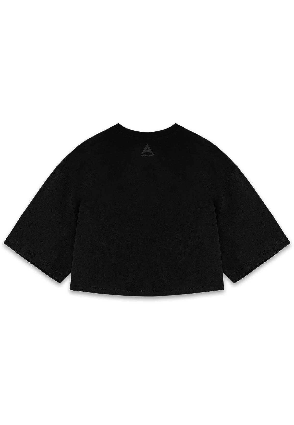 T-shirt corta rilassata con logo A-Game Rotate da donna - Nera