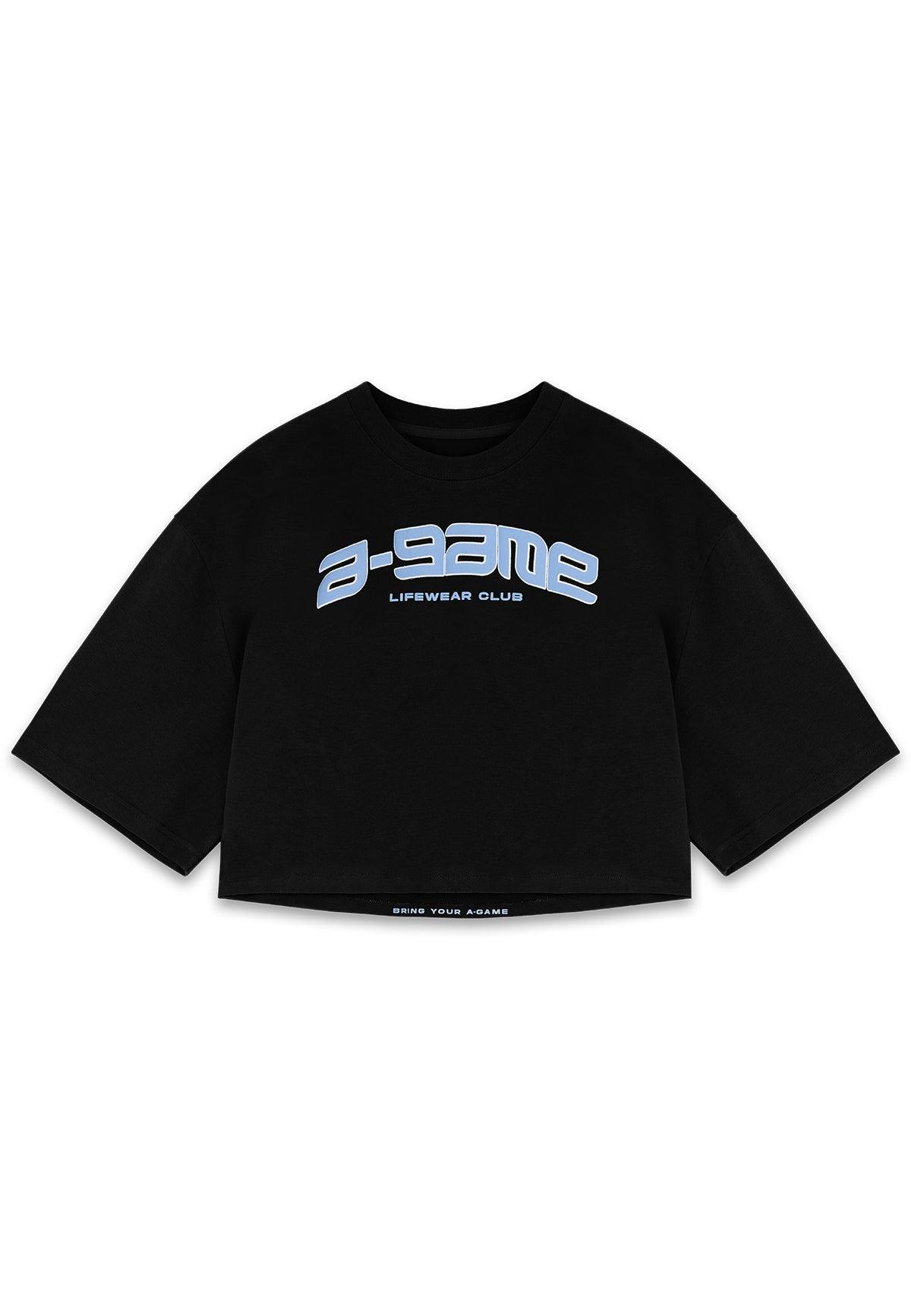 T-shirt corta rilassata con logo A-Game Rotate da donna - Nera