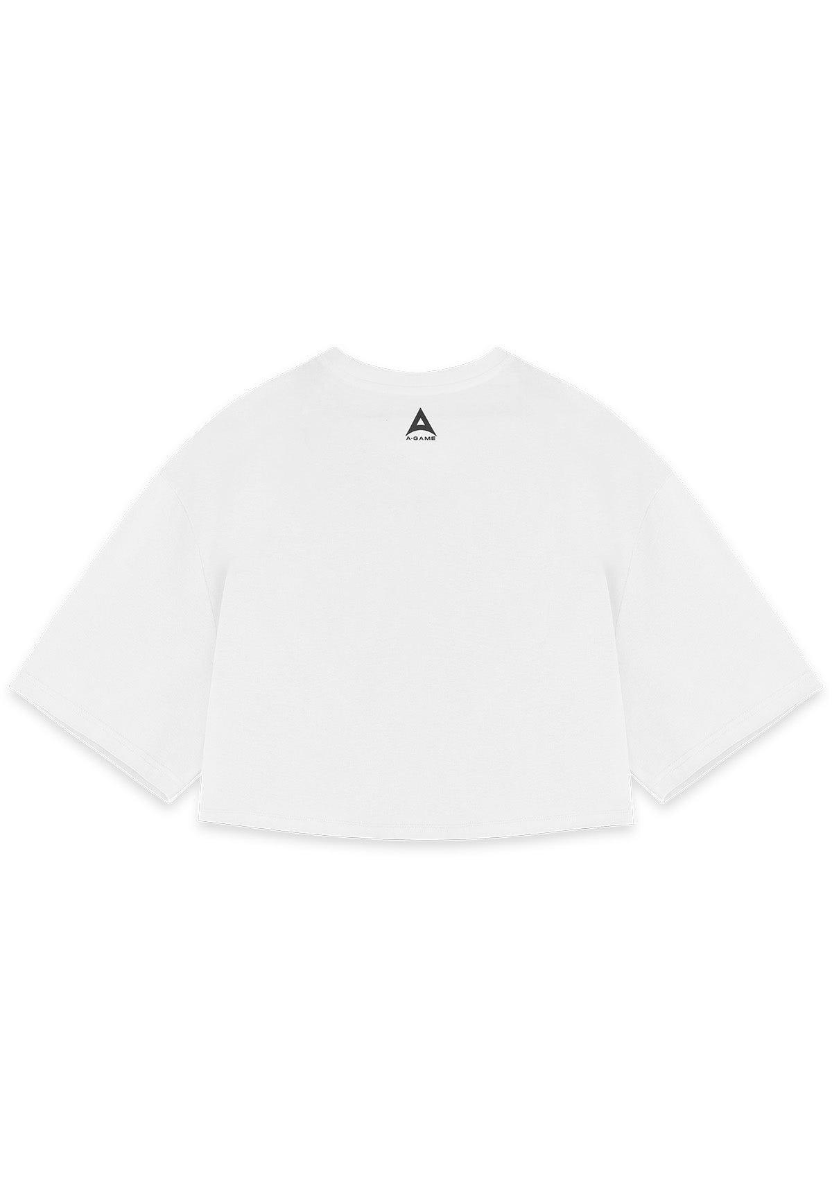 T-SHIRT COURT DÉCONTRACTÉ AVEC LOGO A-GAME ROTATE POUR FEMME - BLANC