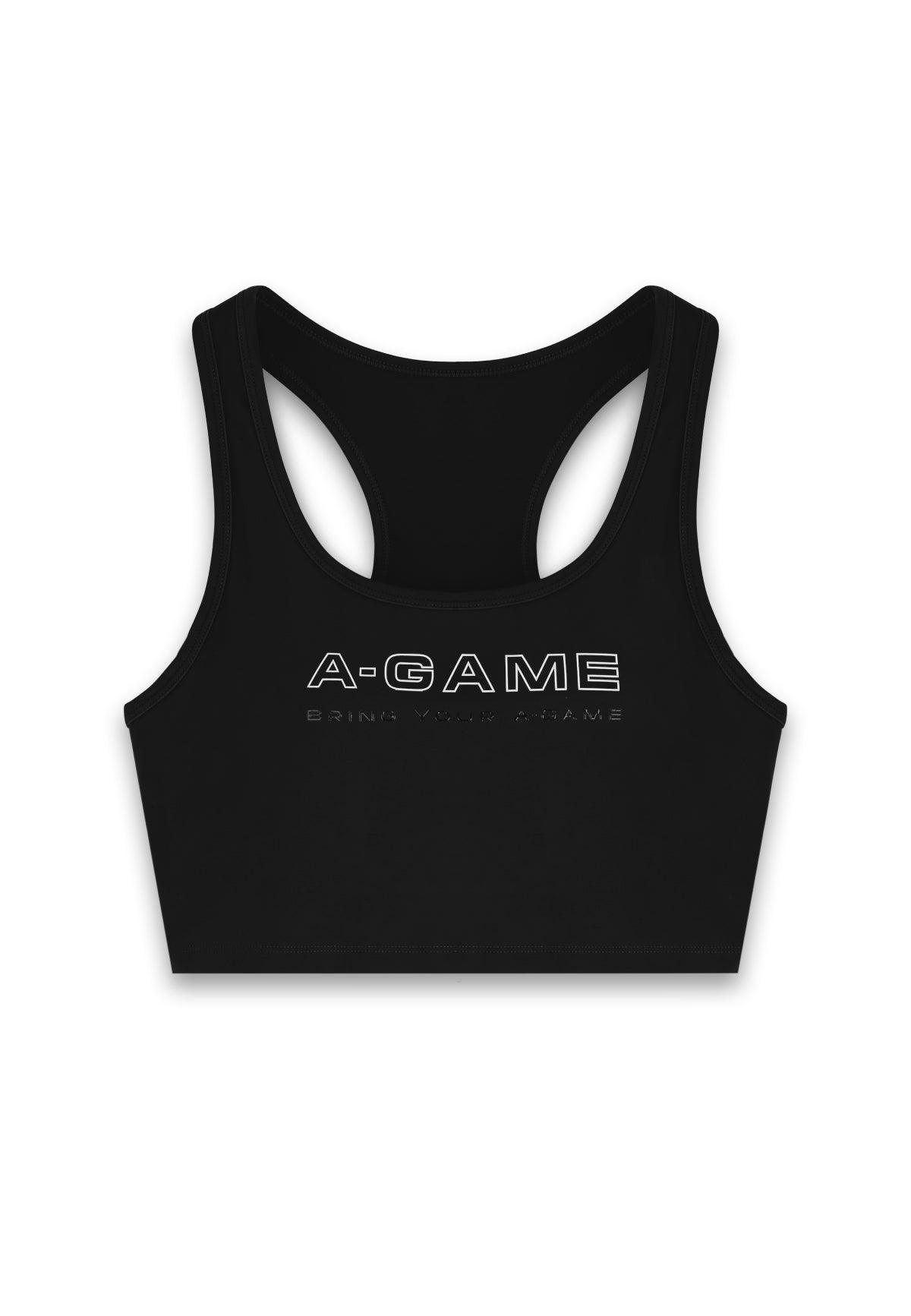 SOUTIEN-GORGE DE SPORT A-GAME À COL CARRÉ POUR FEMME - NOIR