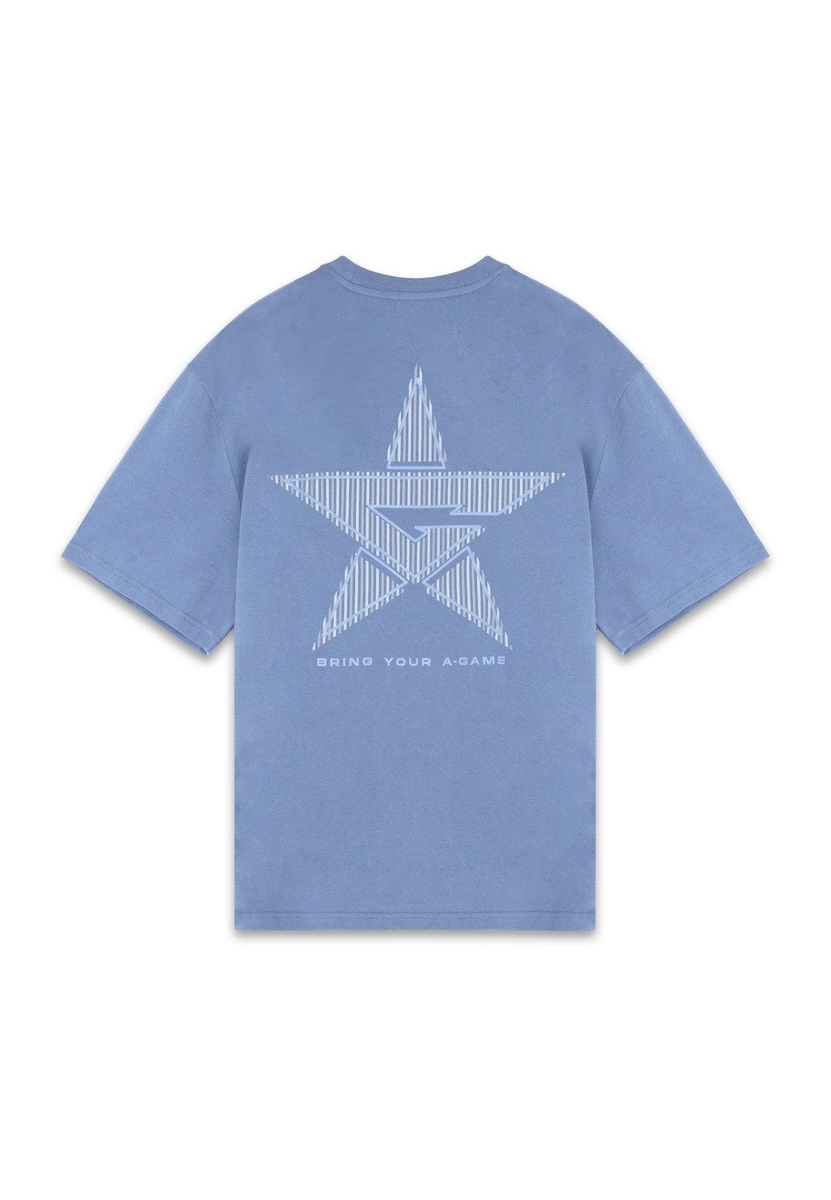 T-SHIRT DÉCONTRACTÉ GRAPHIQUE A-GAME STAR POUR FEMMES - BLEU ÉLÉMENTAIRE