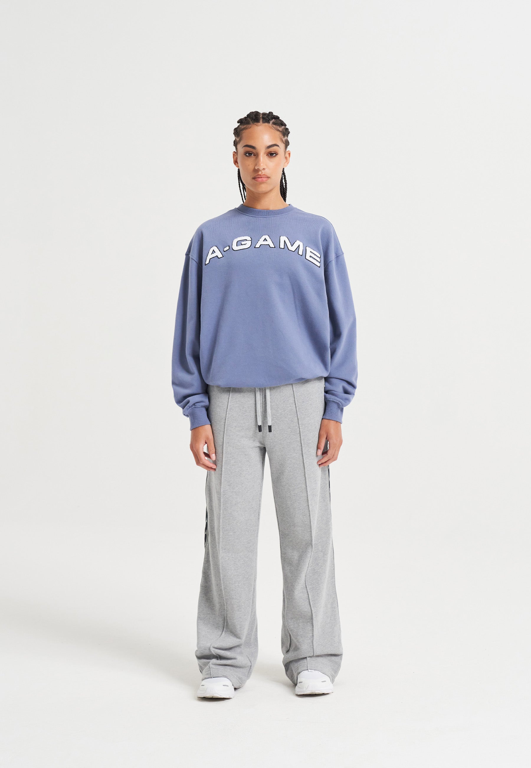 SWEAT-SHIRT A-GAME CHENILLE LOGO FEMME - BLEU ÉLÉMENTAIRE