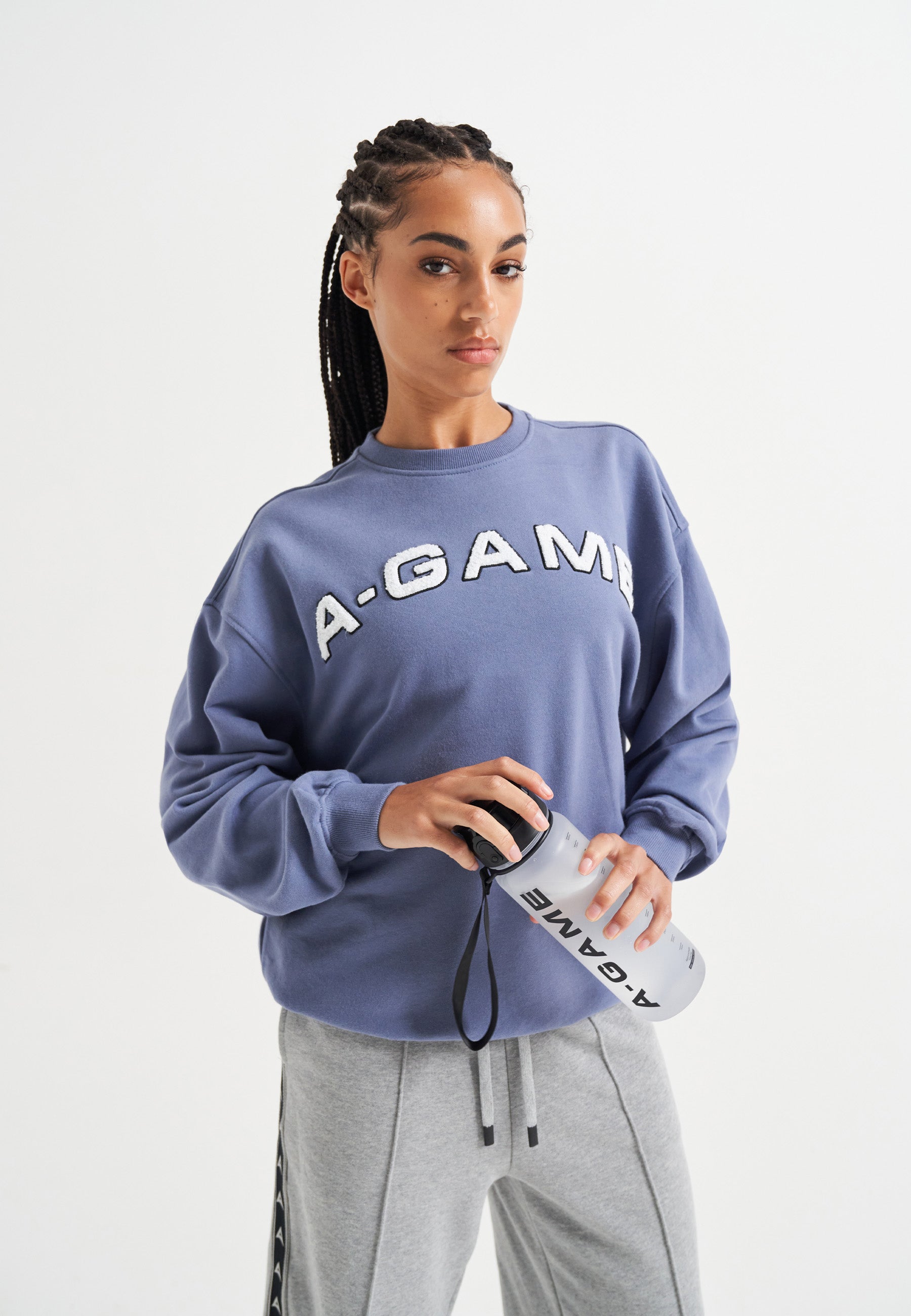 SWEAT-SHIRT A-GAME CHENILLE LOGO FEMME - BLEU ÉLÉMENTAIRE