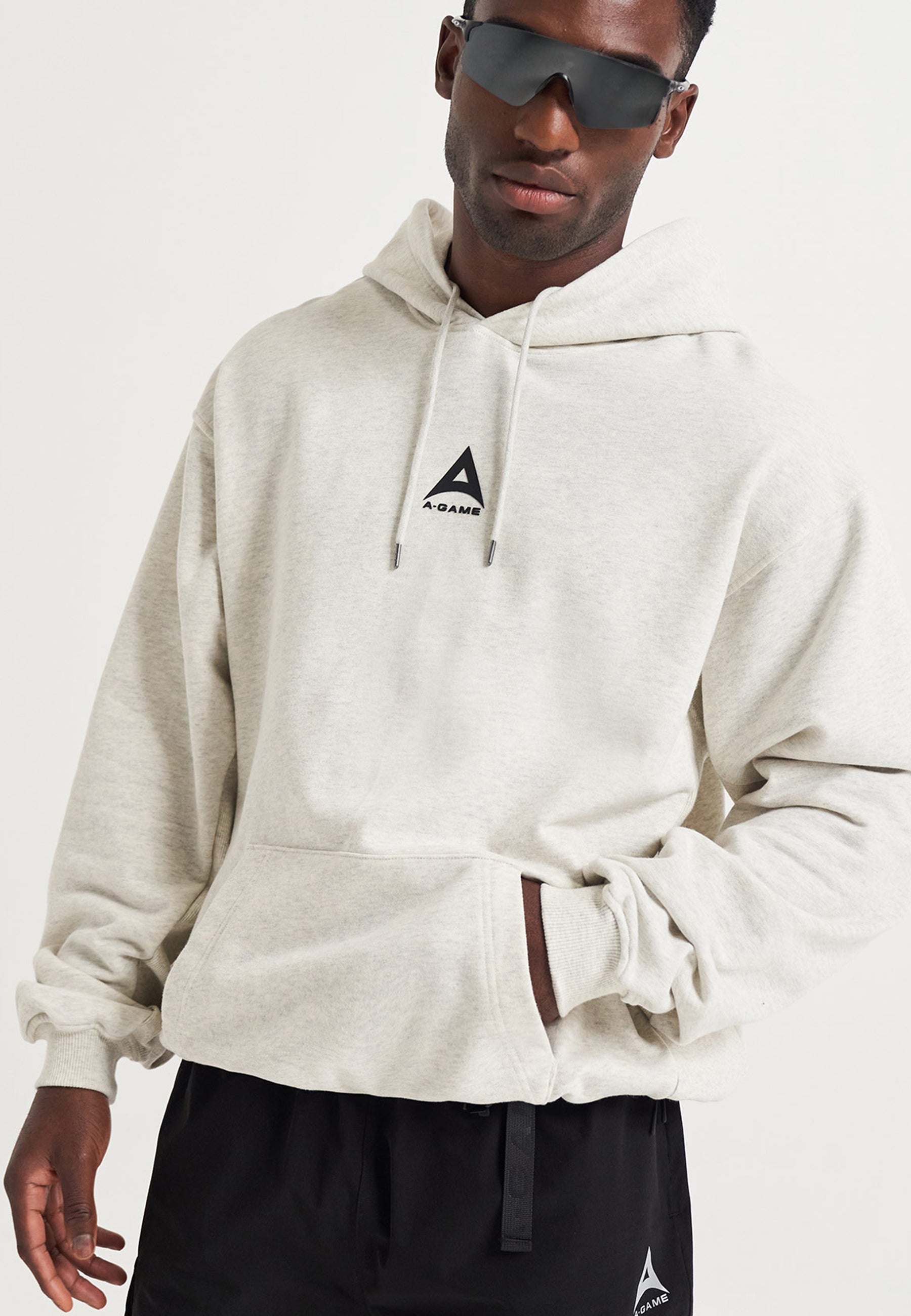 Felpa con cappuccio rilassata con grafica con logo A-Game da uomo - Snow Marl