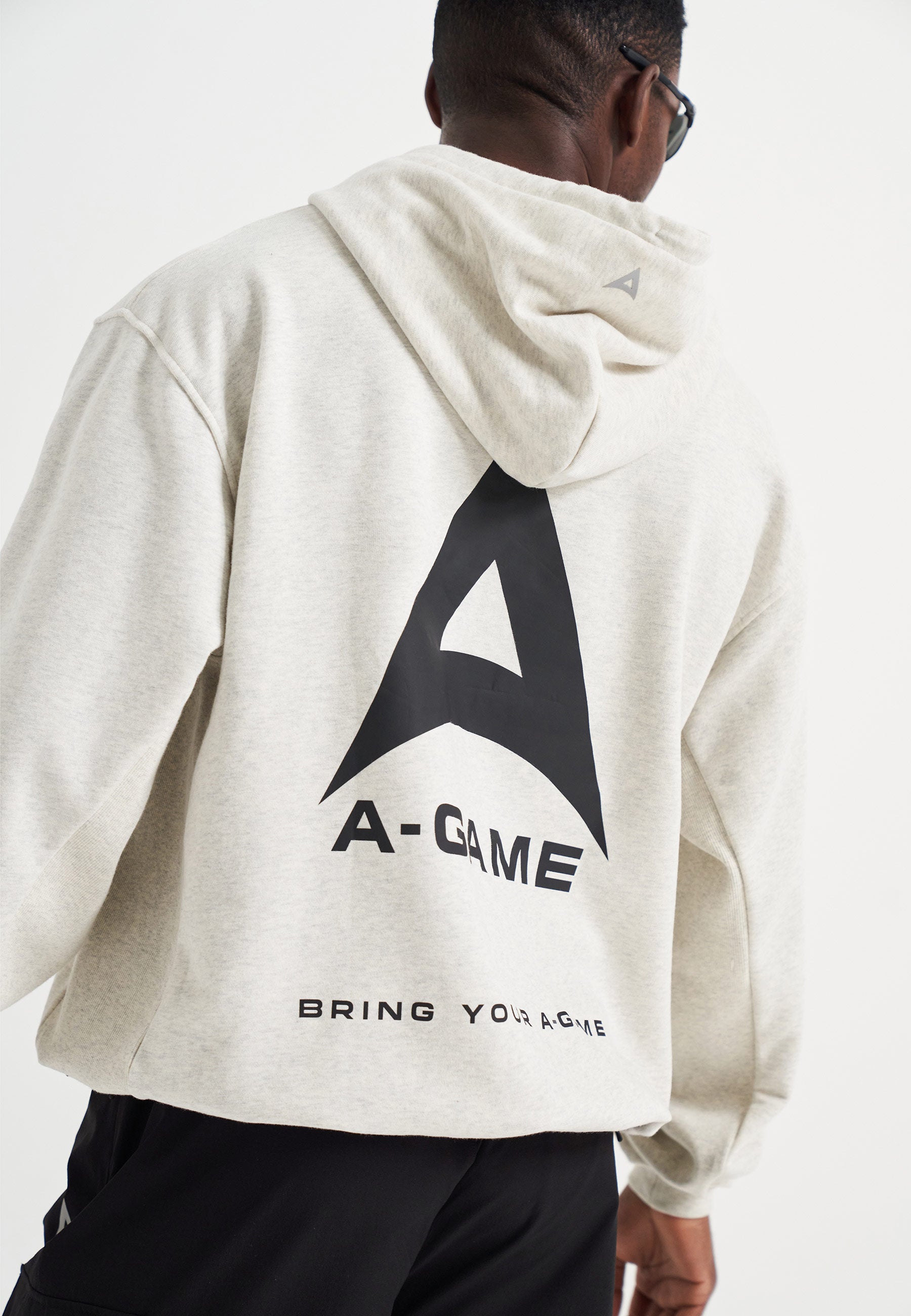 Felpa con cappuccio rilassata con grafica con logo A-Game da uomo - Snow Marl