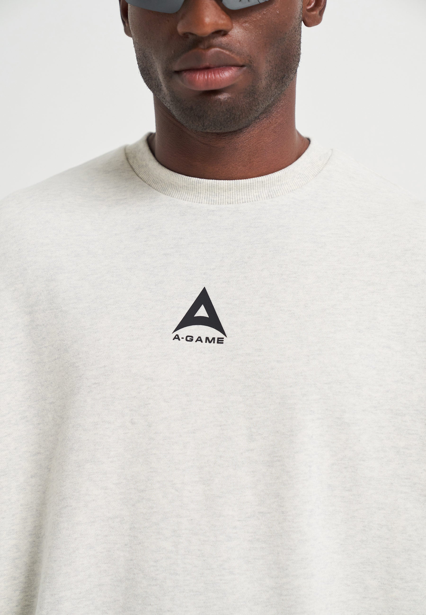Felpa rilassata con grafica con logo A-Game da uomo - Snow Marl