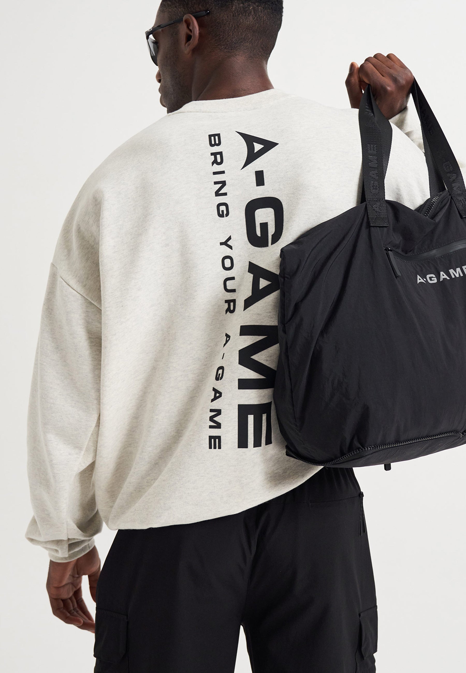 Felpa rilassata con grafica con logo A-Game da uomo - Snow Marl
