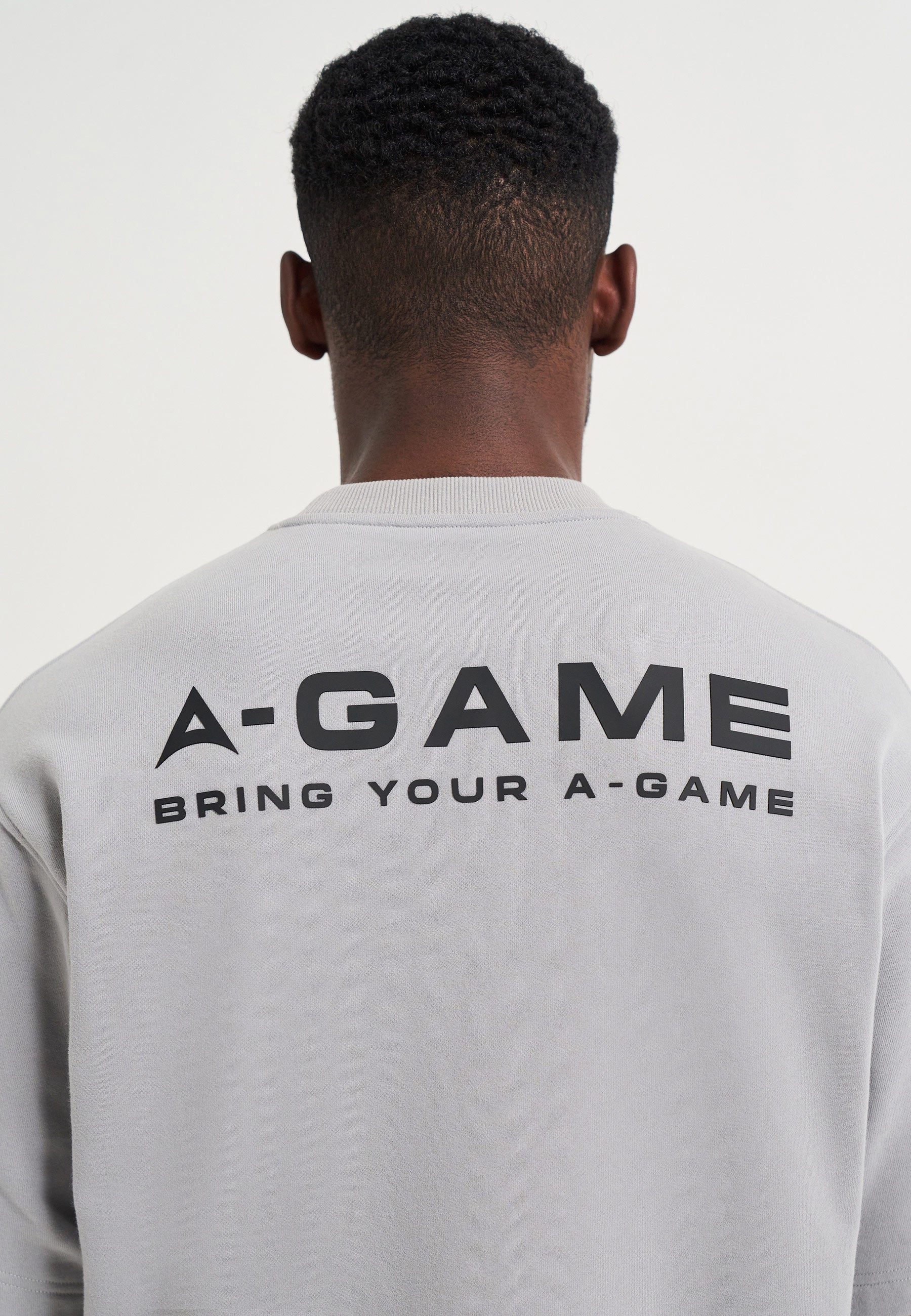 Felpa da uomo a maniche corte con logo A-Game - Grigio acciaio