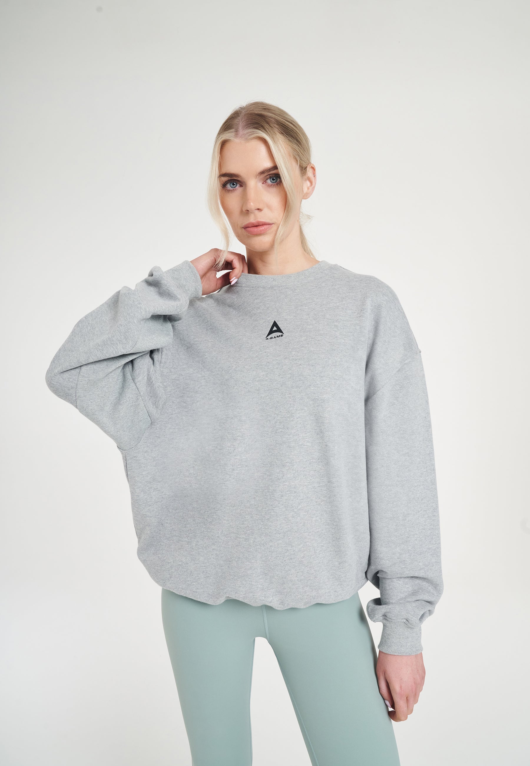 SWEAT-SHIRT GRAPHIQUE AVEC LOGO ICON A-GAME POUR FEMME - GRIS CHINÉ