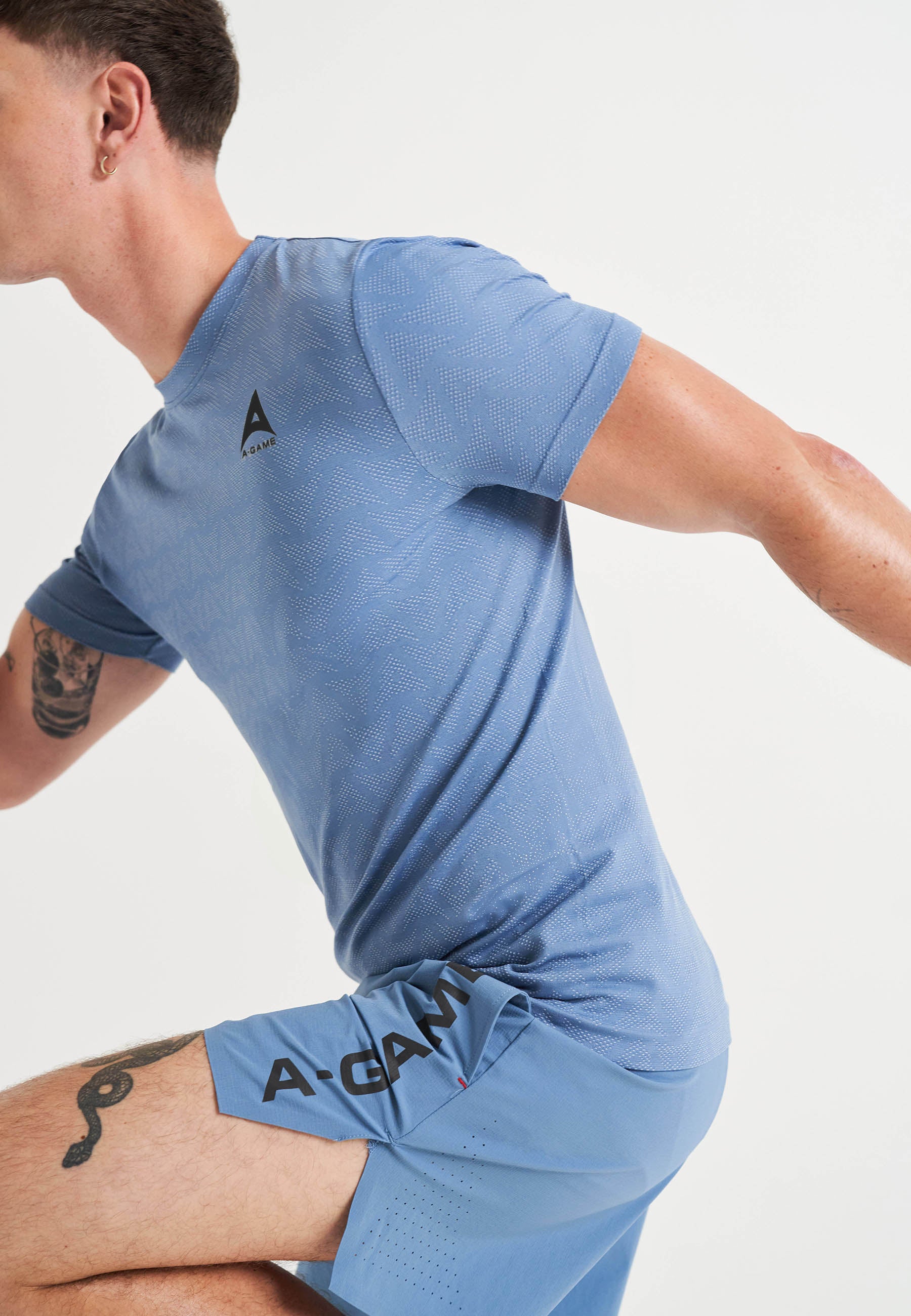T-shirt da uomo con logo da allenamento A-Game Seamless - Blu oceano