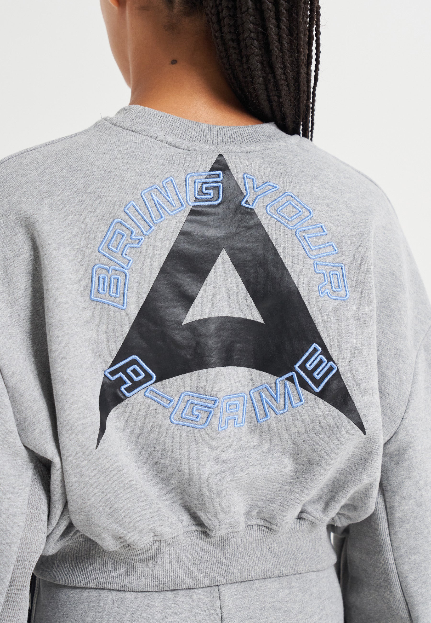 SWEAT-SHIRT COURT FEMME APPORTEZ VOTRE A-GAME - GRIS CHINÉ