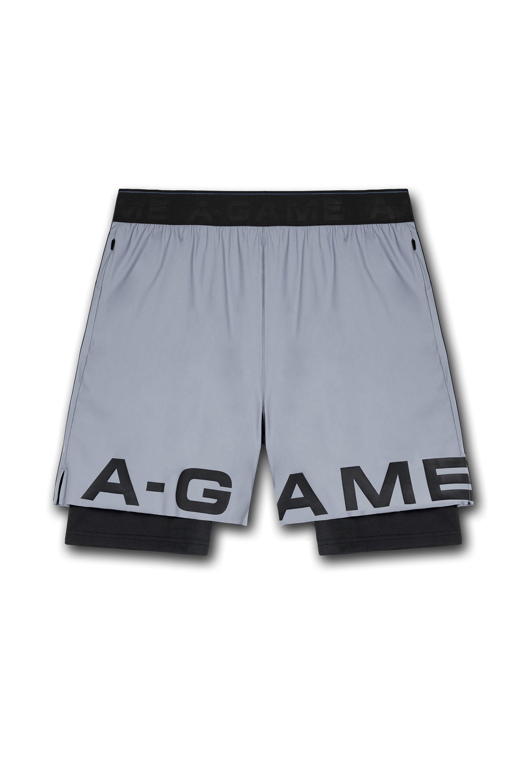 Pantaloncini da allenamento 2 in 1 A-Game da uomo - Grigio acciaio