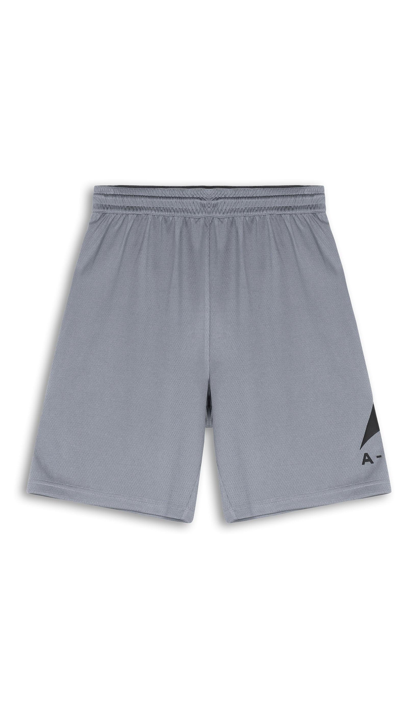SHORT DE BASKET-BALL AVEC LOGO A-GAME POUR HOMMES - GRIS ACIER