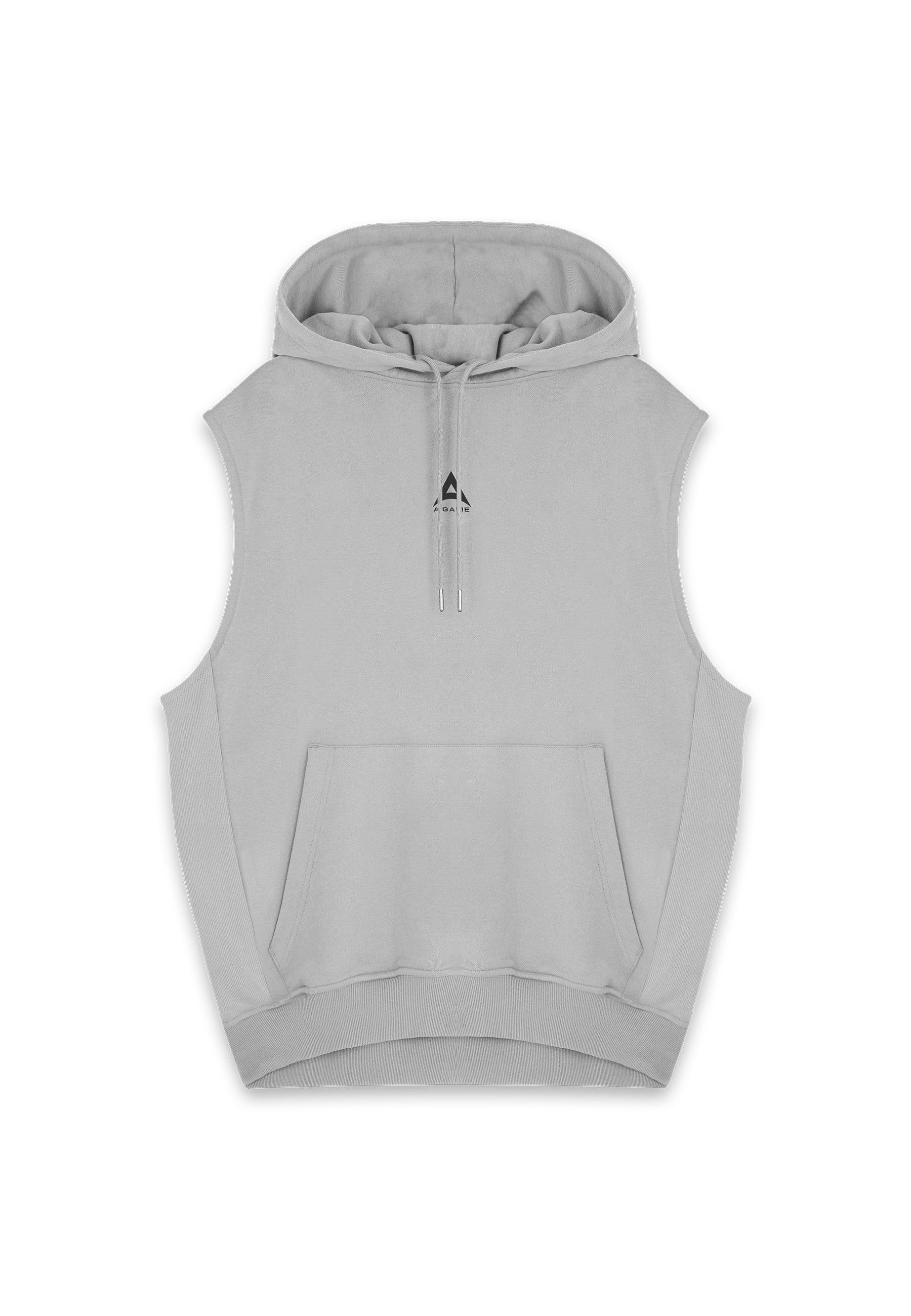 Felpa con cappuccio senza maniche grafica con logo A-Game da uomo - Grigio acciaio