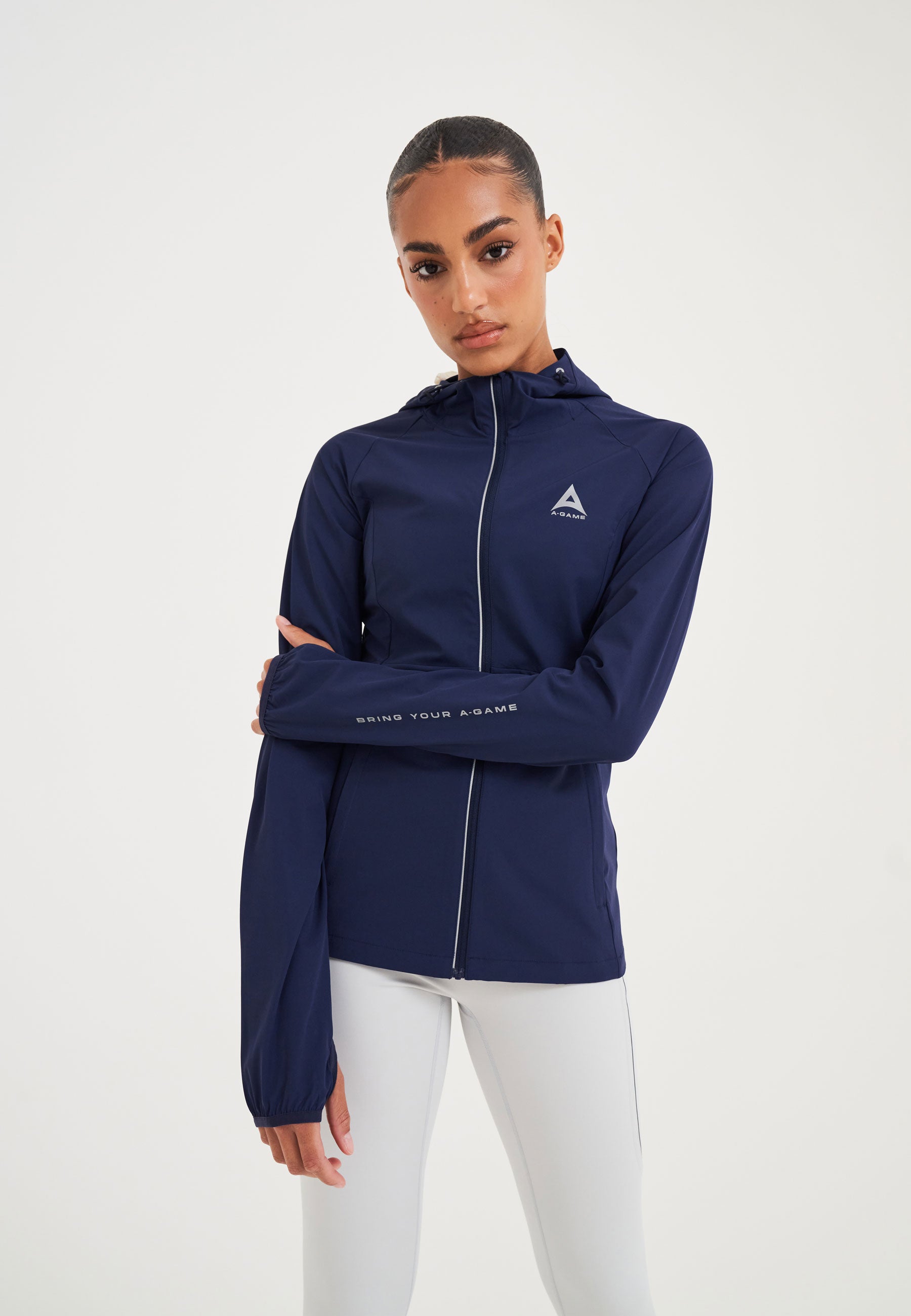 Giacca da corsa aderente leggera A-Game da donna - Blu Corona/Argento