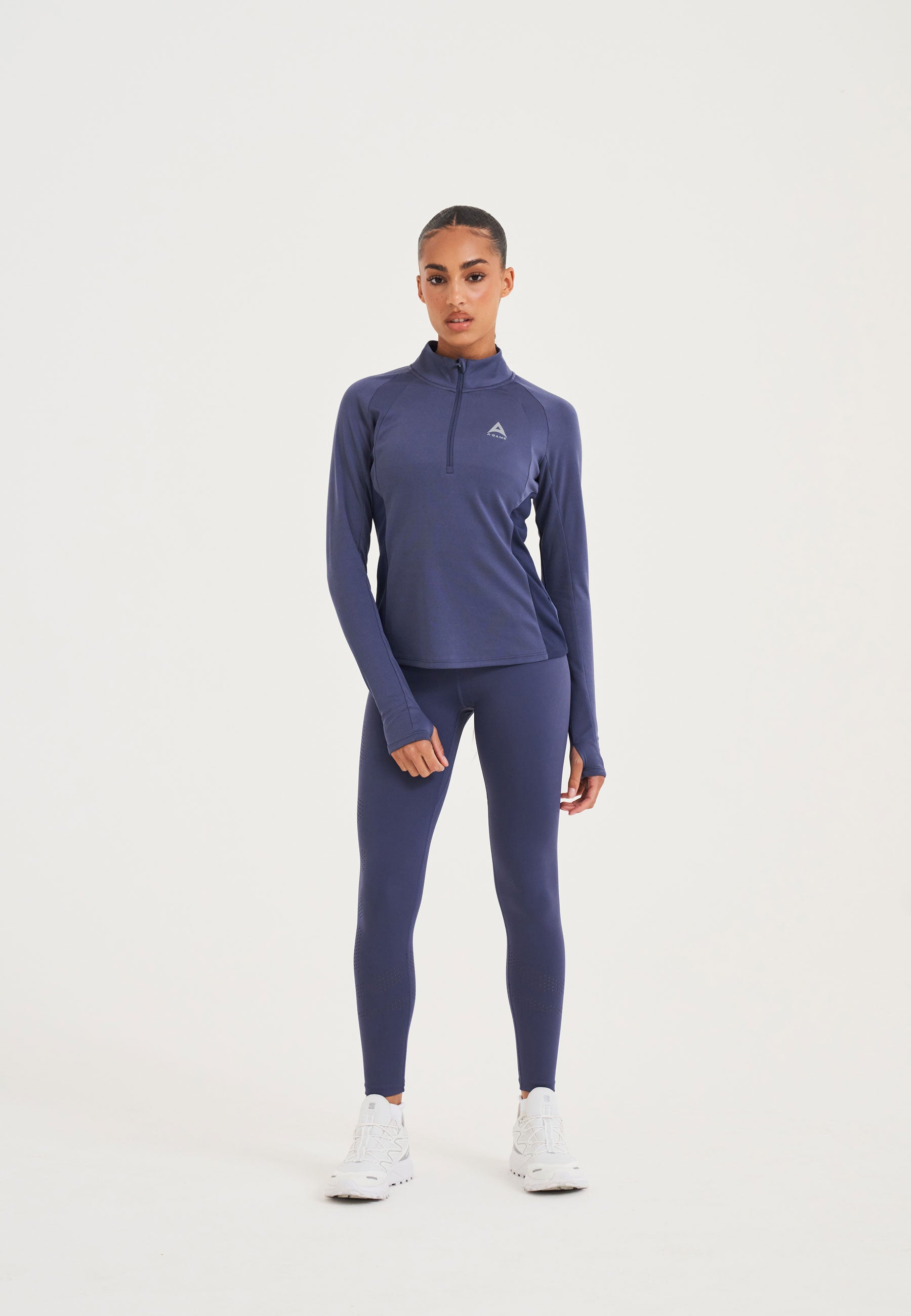 HAUT D'ENTRAÎNEMENT AJUSTÉ A-GAME QUART ZIP POUR FEMME - BLEU