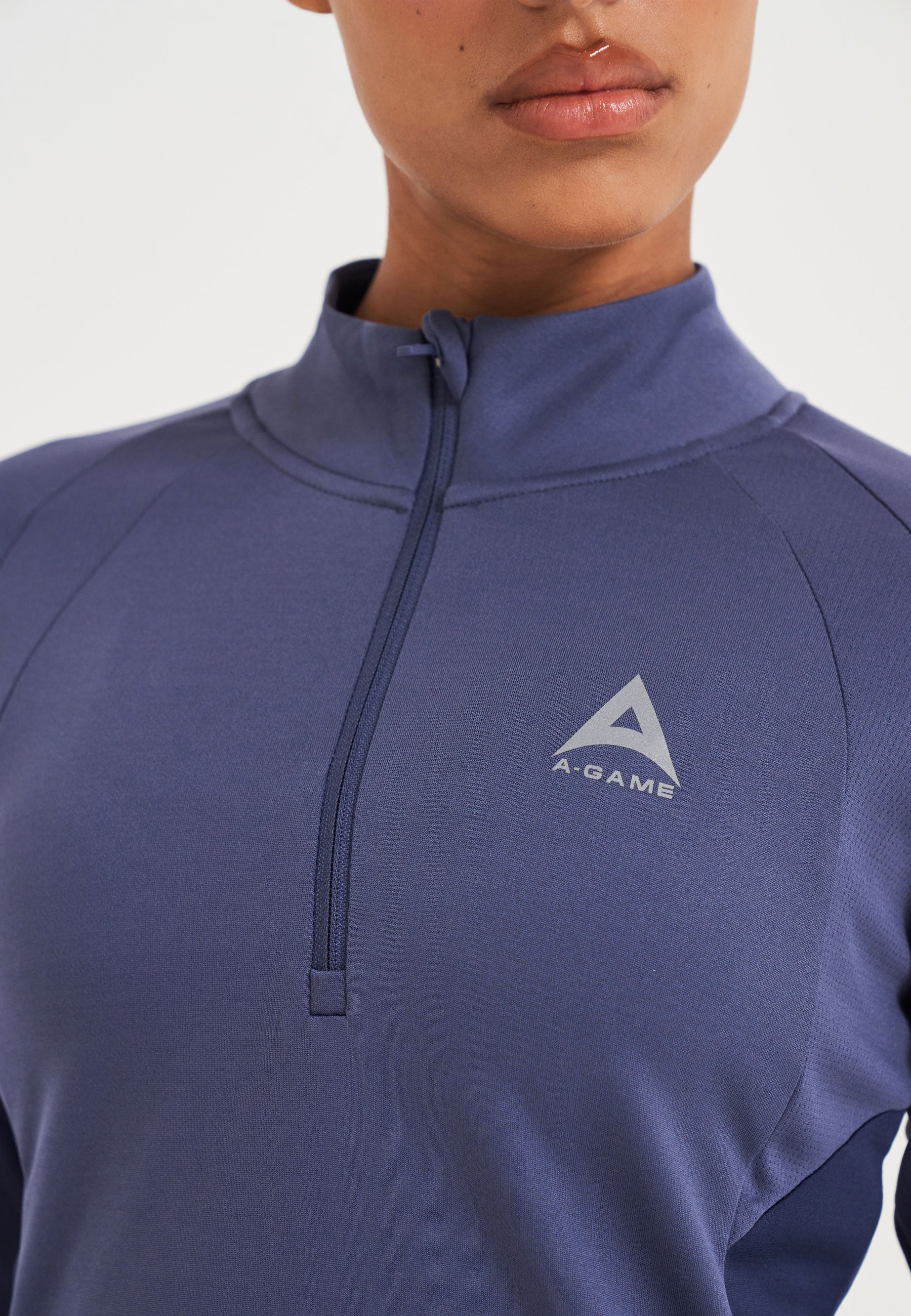 HAUT D'ENTRAÎNEMENT AJUSTÉ A-GAME QUART ZIP POUR FEMME - BLEU