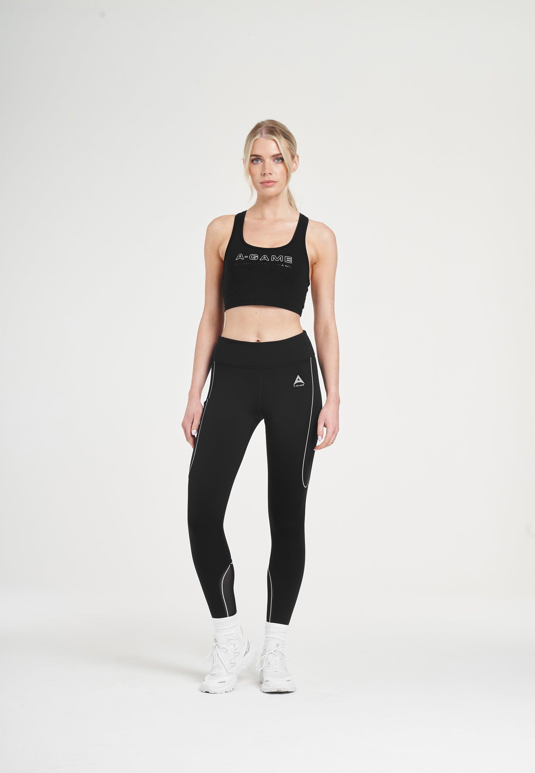 LEGGINGS DE RUNNING RÉFLÉCHISSANTS TAILLE HAUTE A-GAME FEMME - NOIR