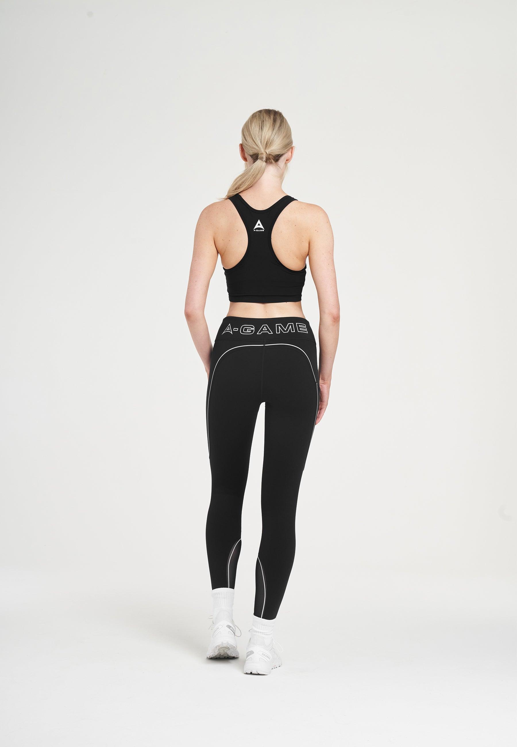 LEGGINGS DE RUNNING RÉFLÉCHISSANTS TAILLE HAUTE A-GAME FEMME - NOIR