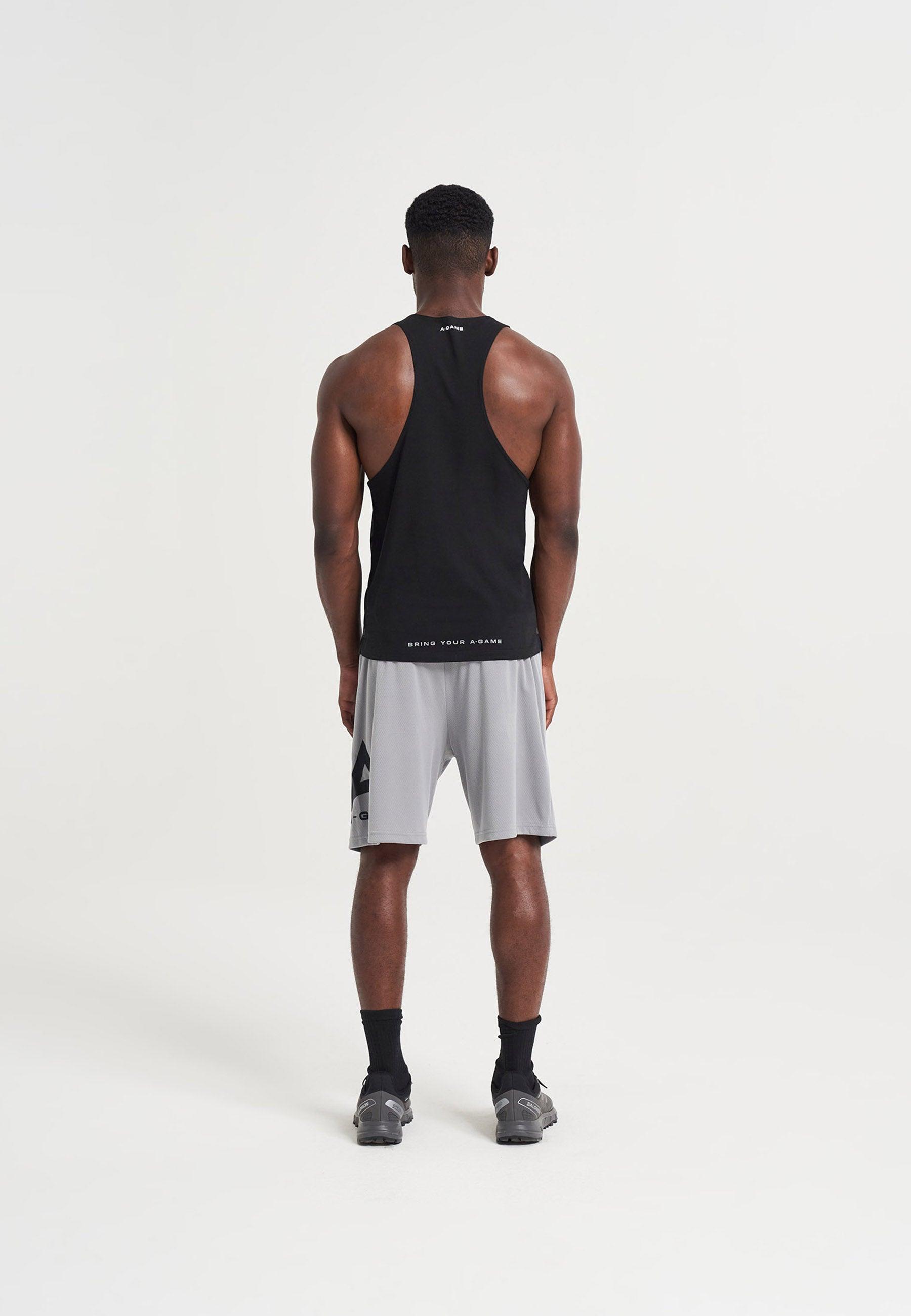 SHORT DE BASKET-BALL AVEC LOGO A-GAME POUR HOMMES - GRIS ACIER