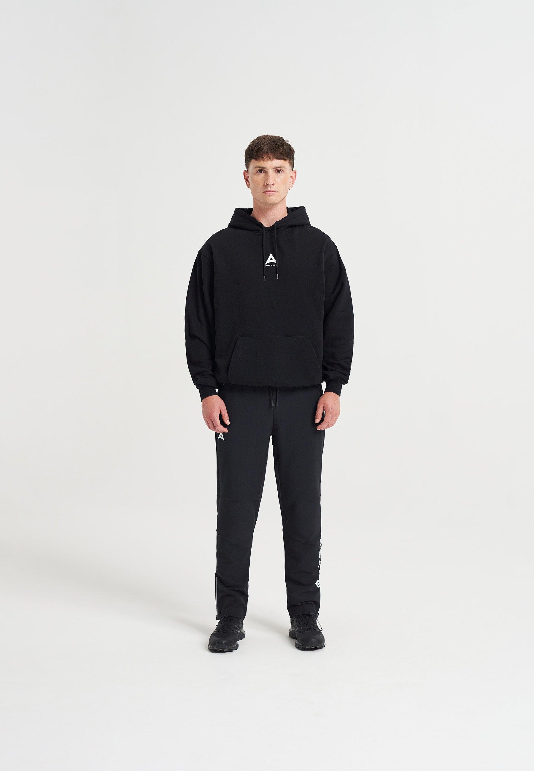SWEAT À CAPUCHE DÉCONTRACTÉ GRAPHIQUE AVEC LOGO A-GAME POUR HOMMES - NOIR