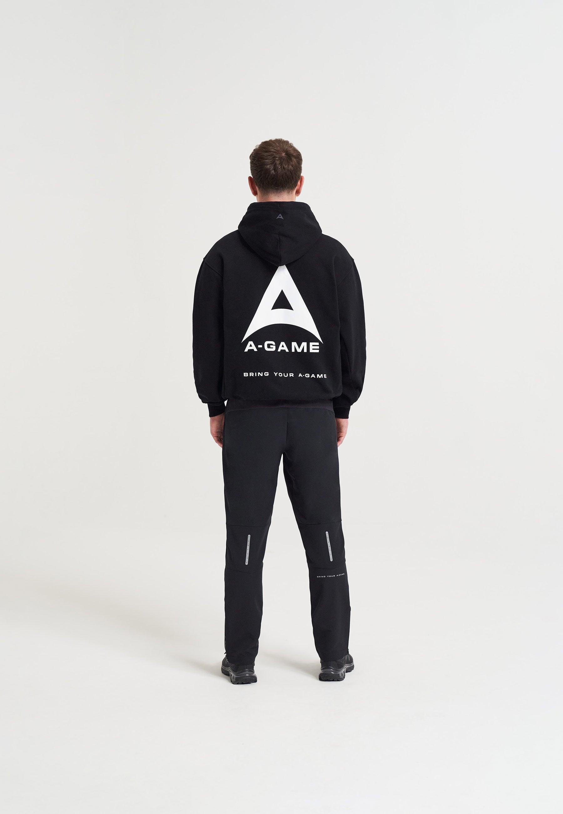 SWEAT À CAPUCHE DÉCONTRACTÉ GRAPHIQUE AVEC LOGO A-GAME POUR HOMMES - NOIR