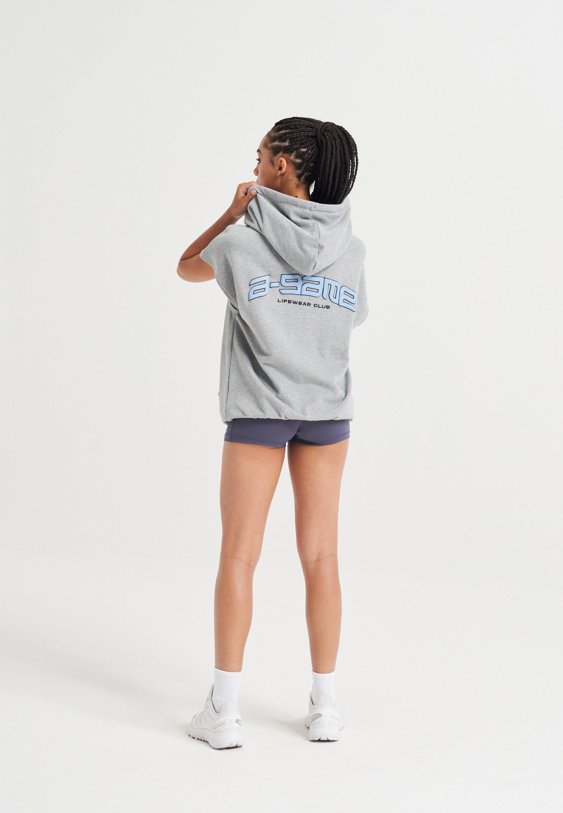 Felpa con cappuccio corta senza maniche con logo A-Game Rotate da donna - Grigio Marl