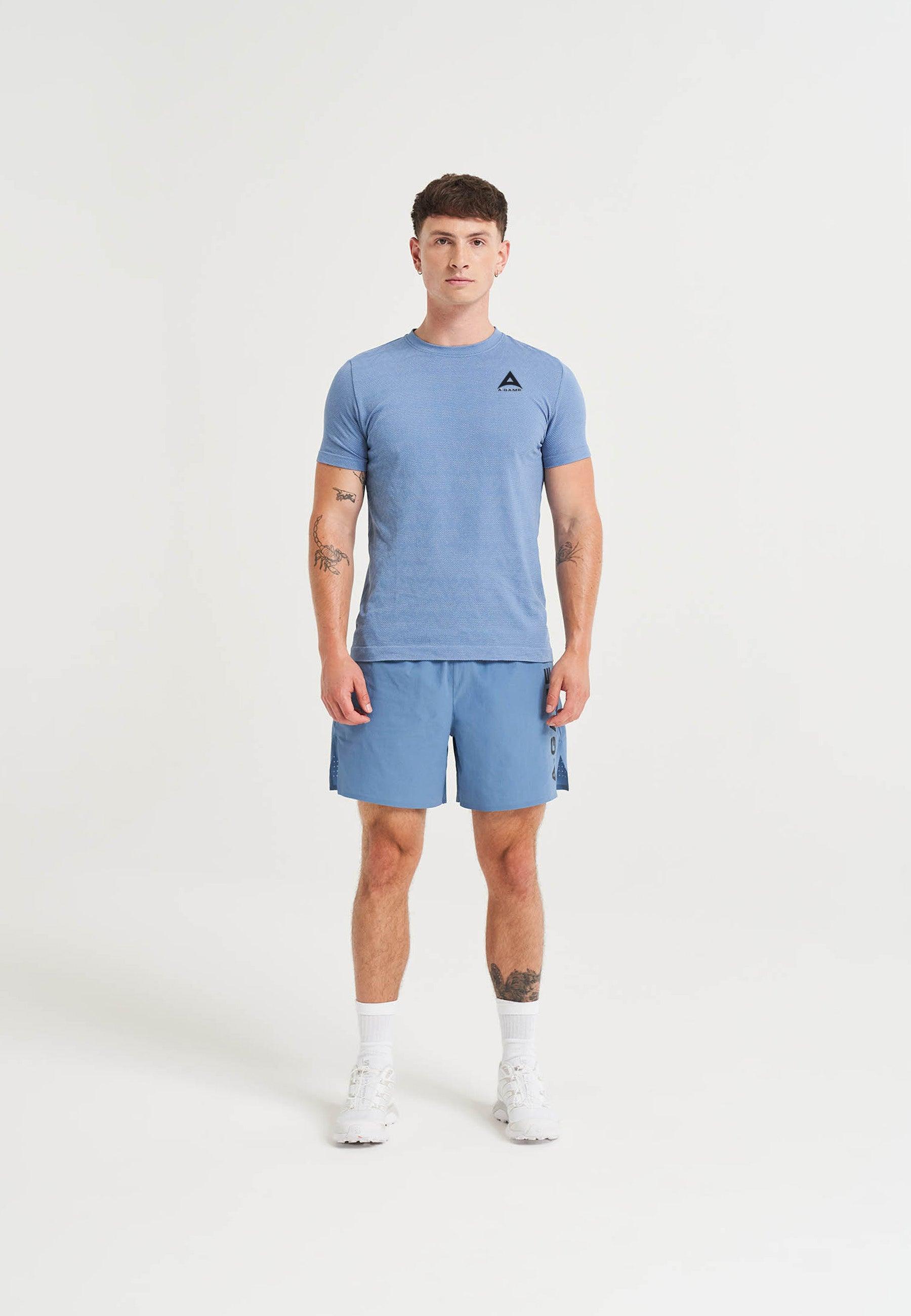 T-shirt da uomo con logo da allenamento A-Game Seamless - Blu oceano