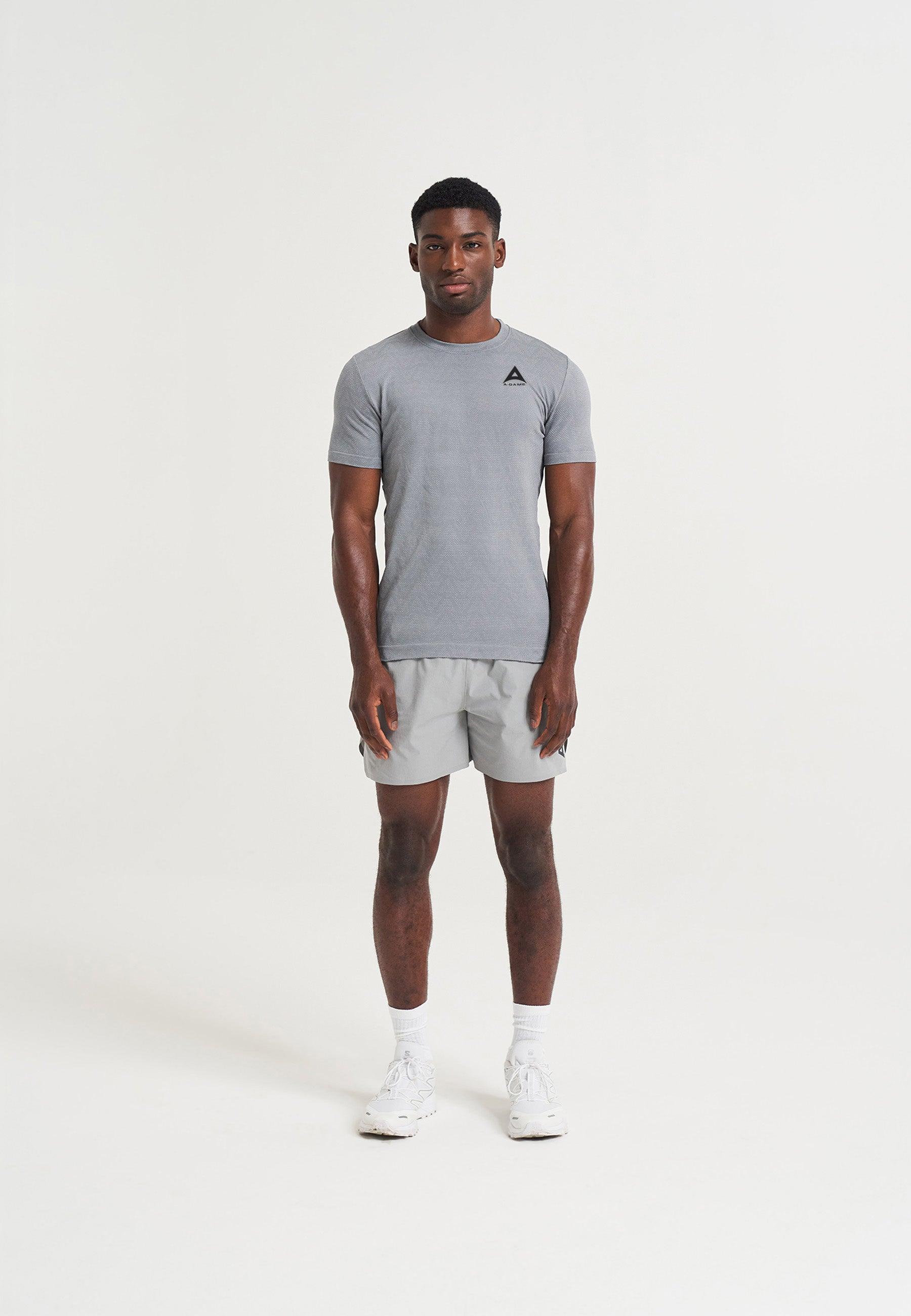 T-shirt da uomo con logo da allenamento A-Game Seamless - Grigio acciaio