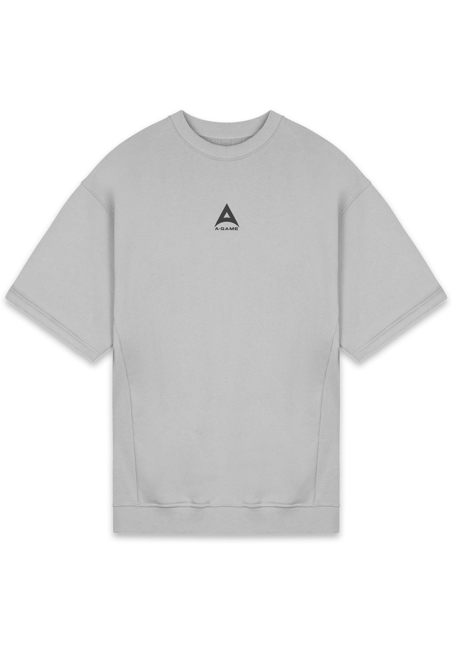 Sweat-shirt à manches courtes avec logo A-Game pour hommes - Gris acier