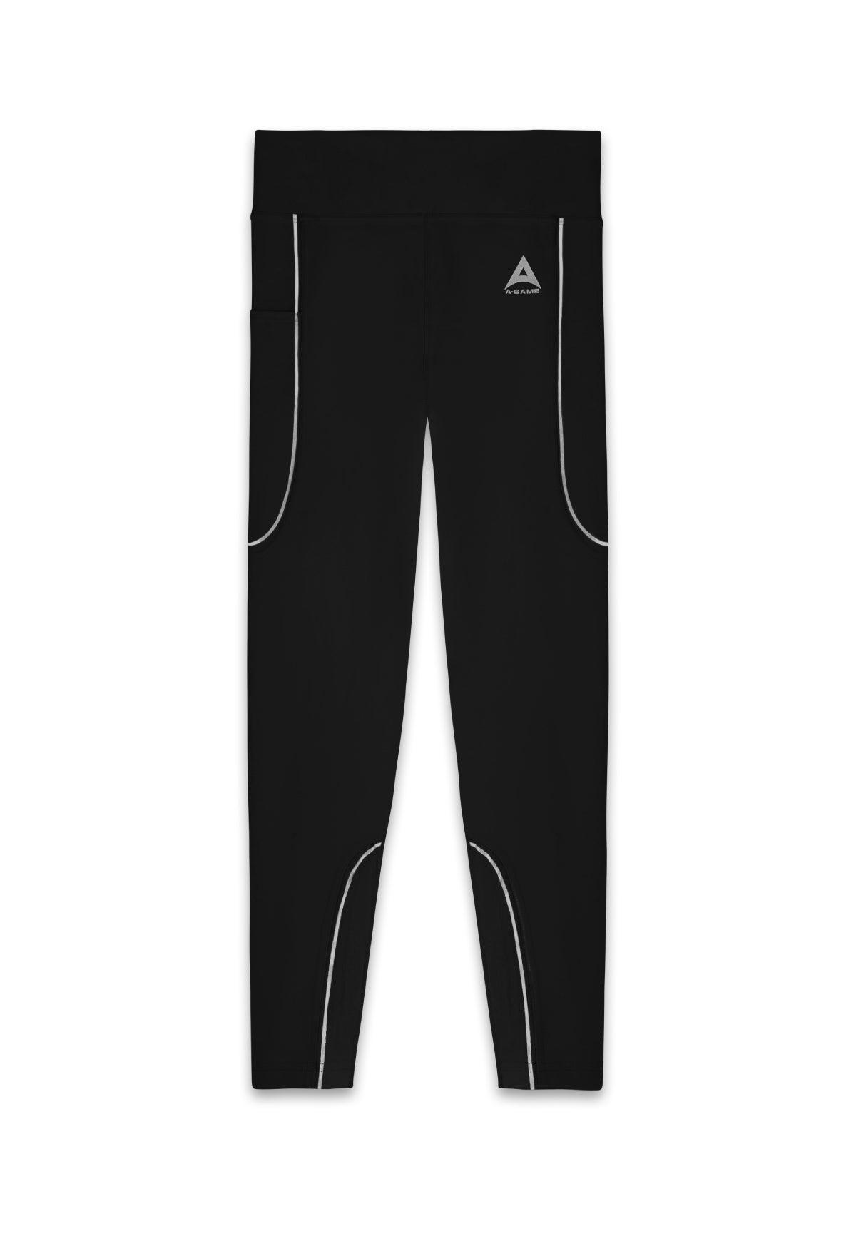 LEGGINGS DE RUNNING RÉFLÉCHISSANTS TAILLE HAUTE A-GAME FEMME - NOIR